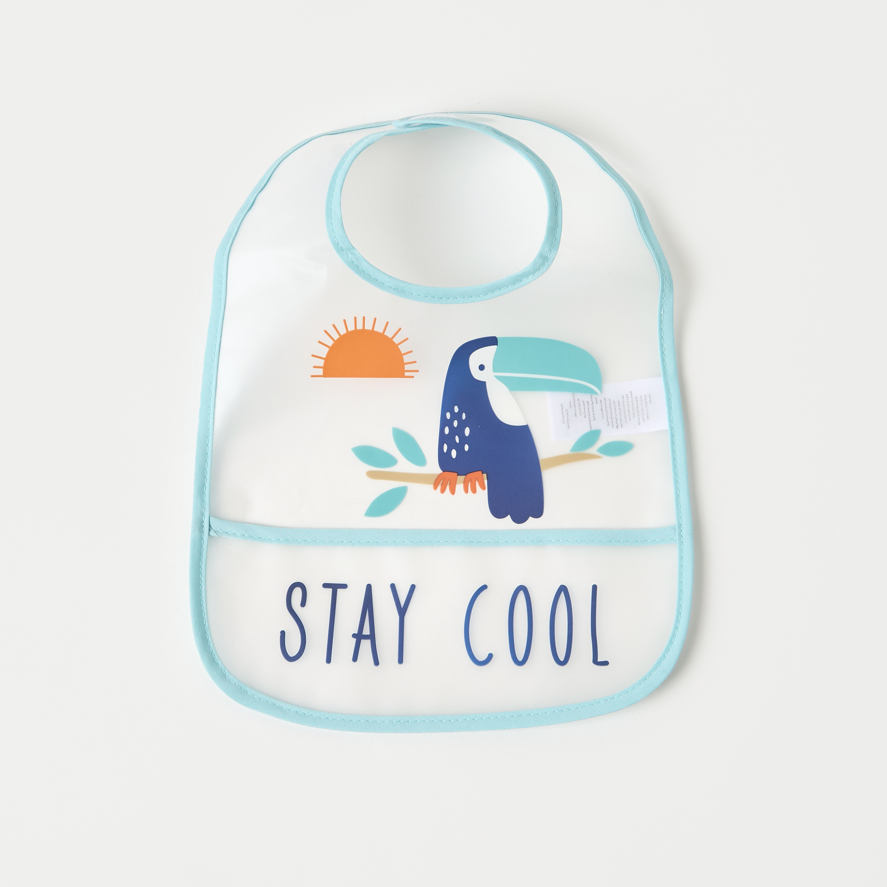 Juniors Birds Print Bib with Velcro Strap Closure - Set of 2-baby-feeding-bibs-image-3