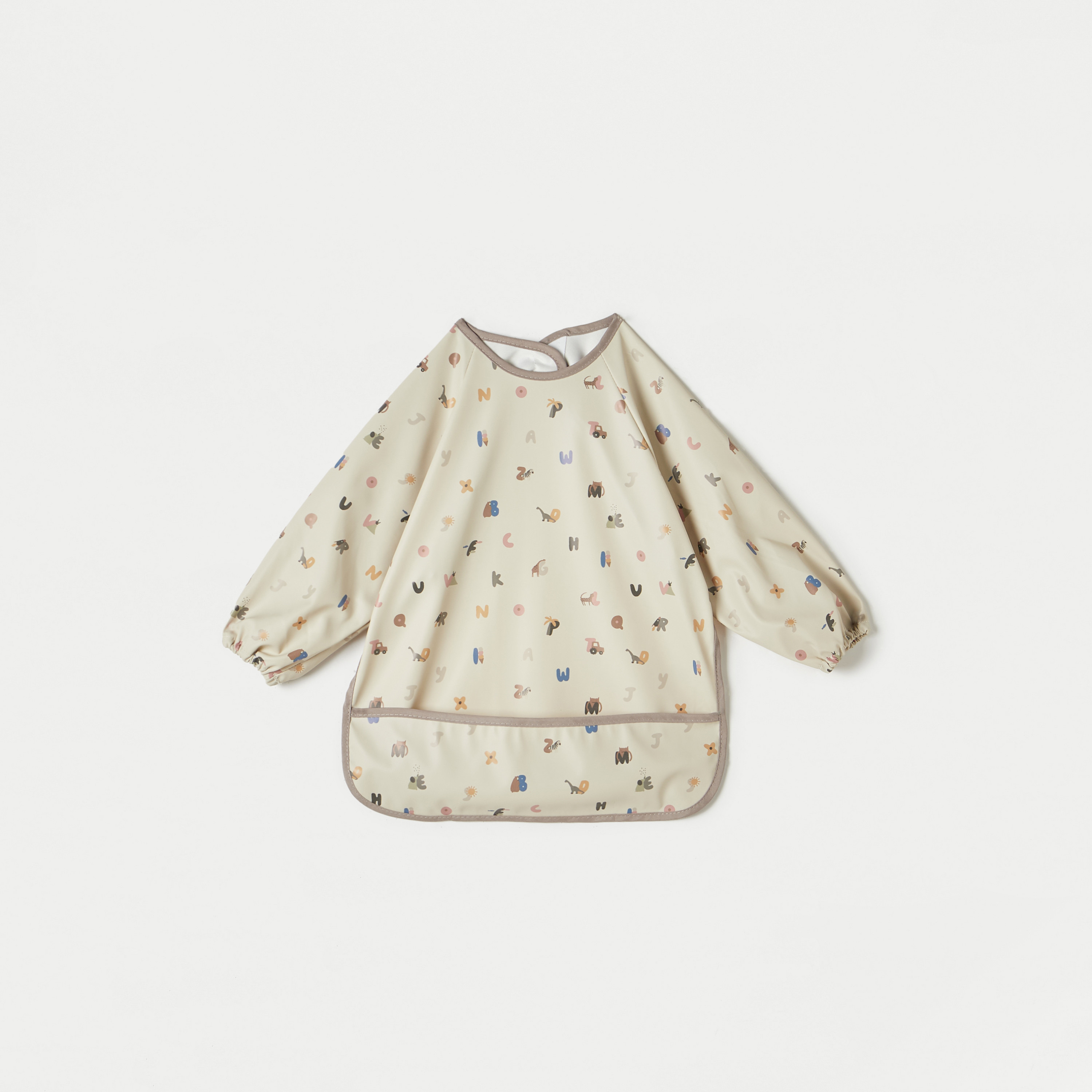 Juniors Alphabet Print Waterproof Feeding Apron with Long Sleeves-baby-feeding-bibs-image-1