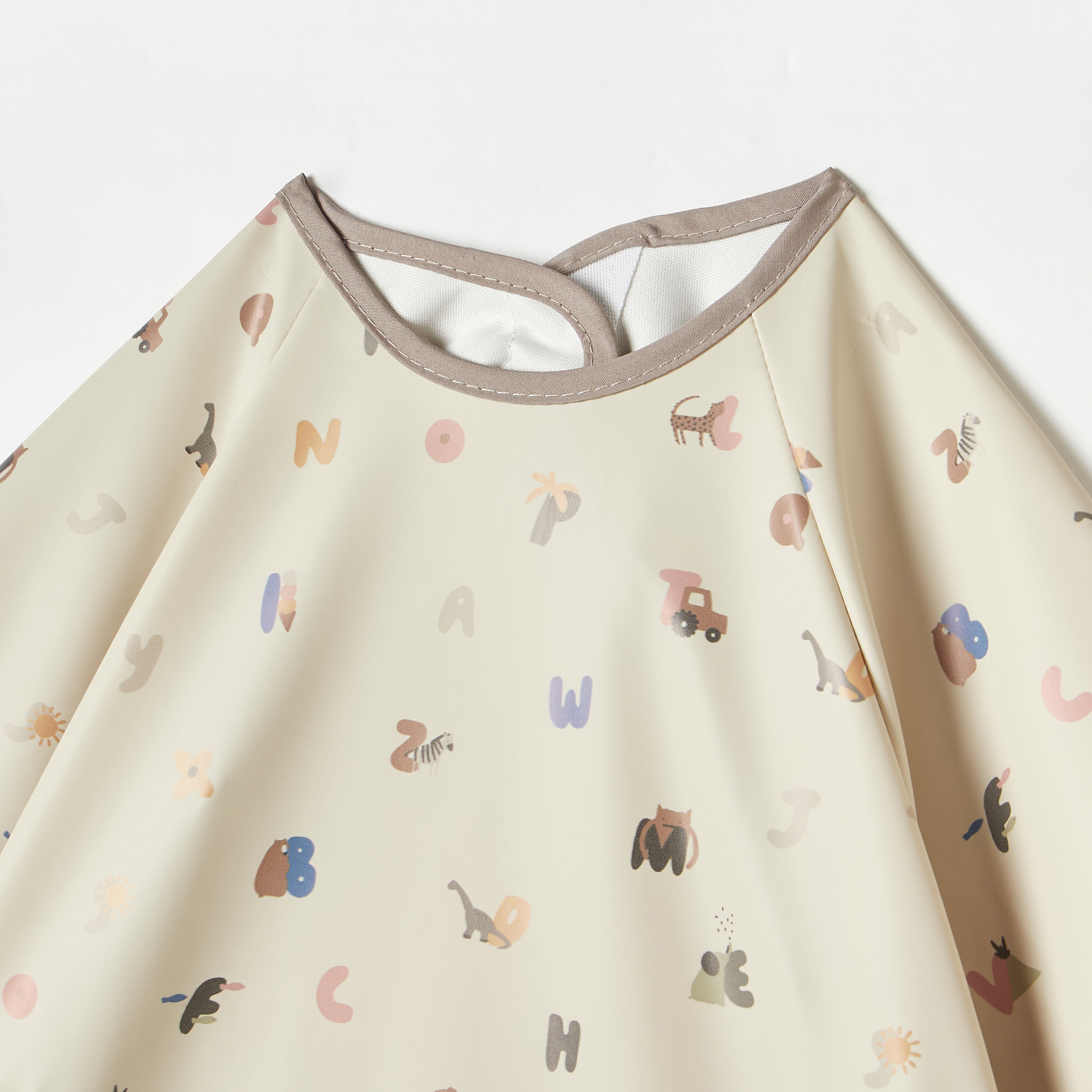 Juniors Alphabet Print Waterproof Feeding Apron with Long Sleeves-baby-feeding-bibs-image-2