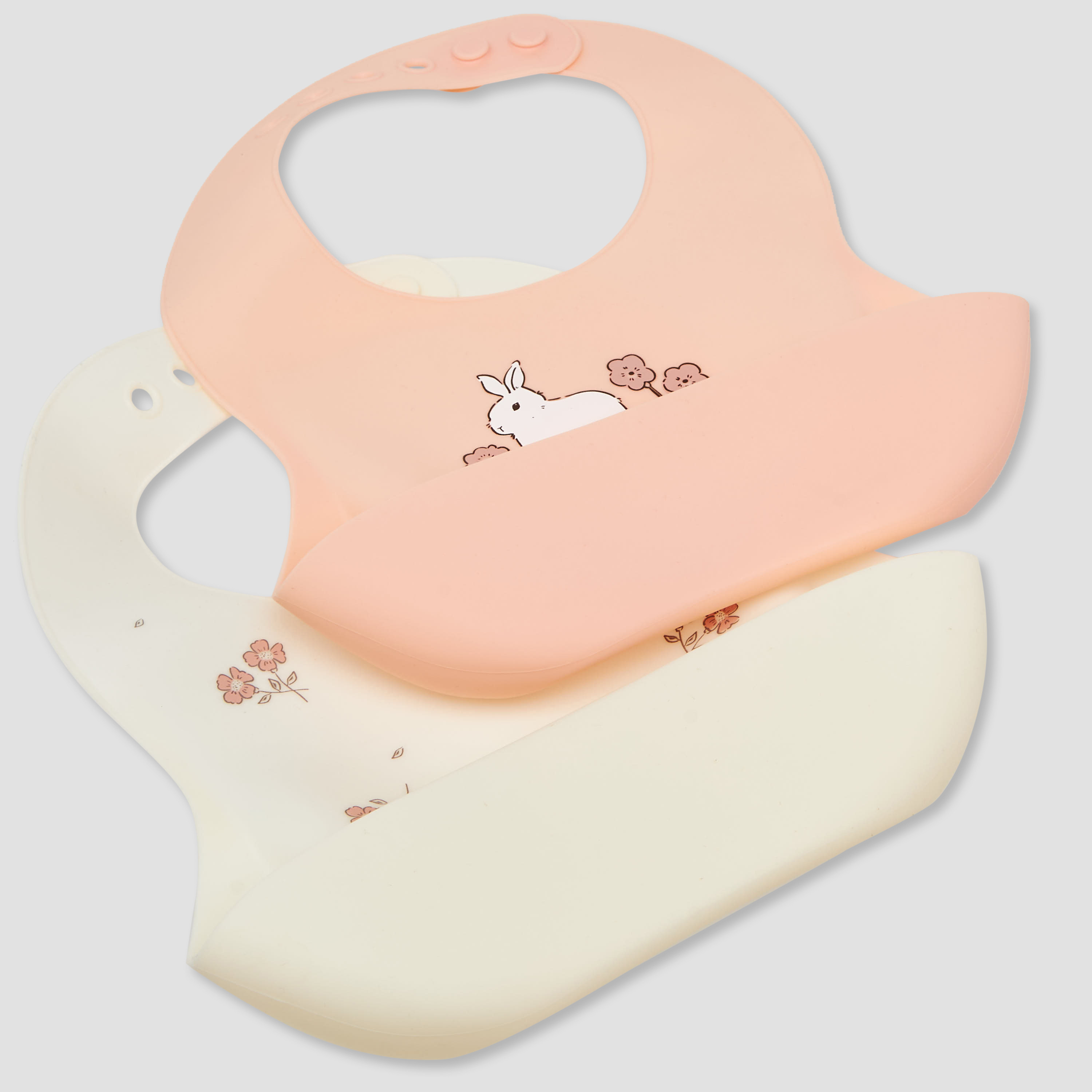 مريلة أطفال بطبعات زهور طقم من قطعتين من جونيورز-baby-feeding-bibs-image-4