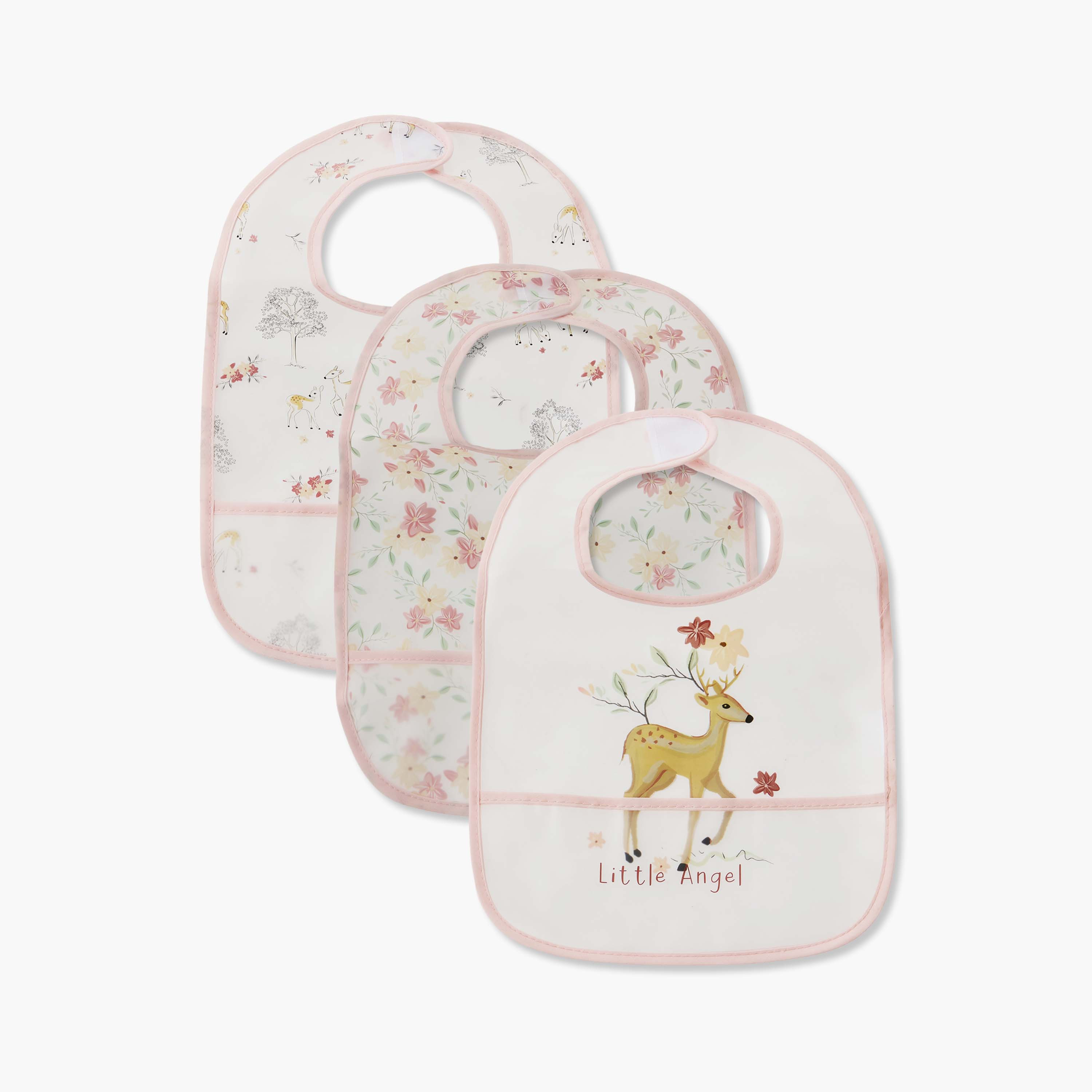 Pack of 3 Juniors Baby Bib with Deer Print-baby-feeding-bibs-image-1