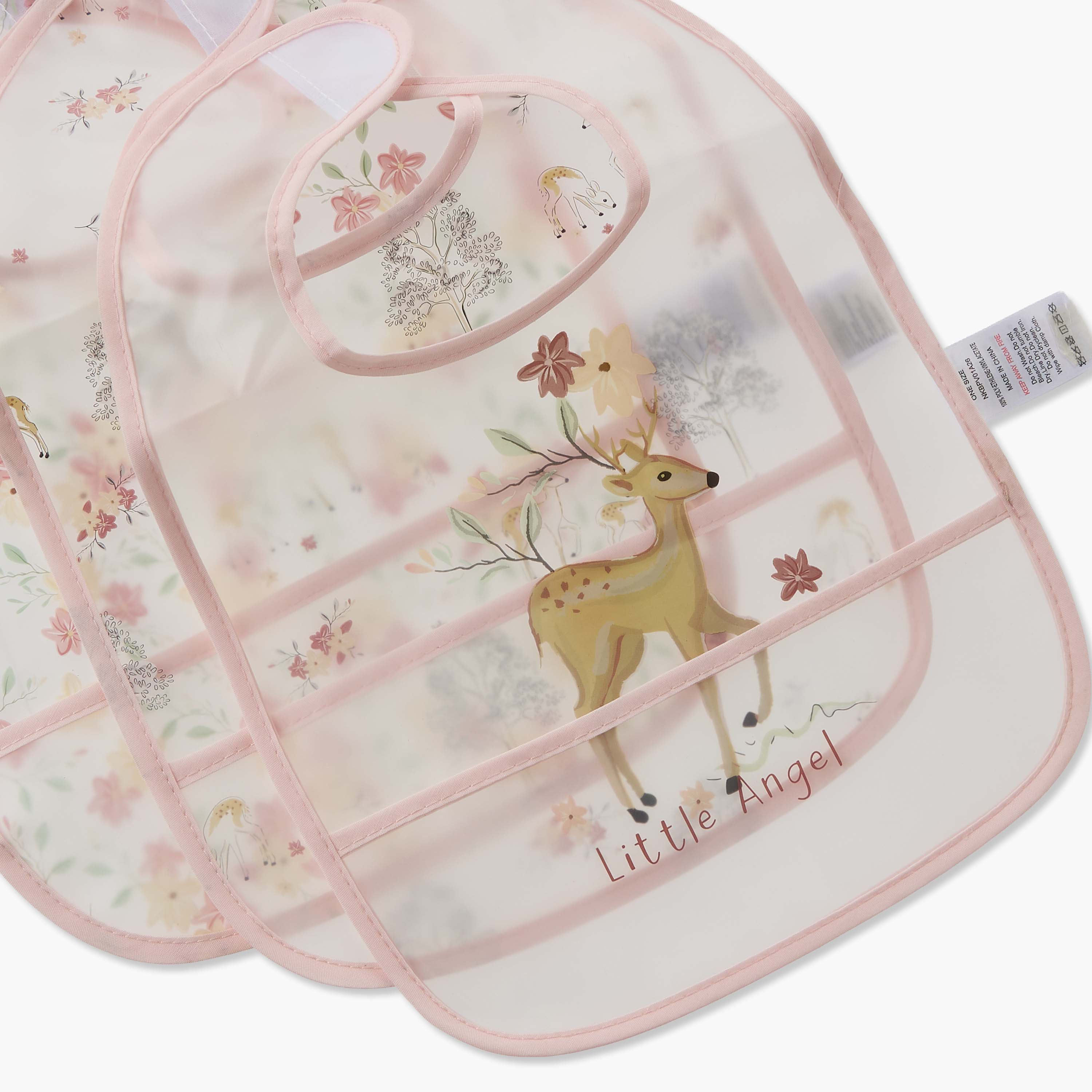 Pack of 3 Juniors Baby Bib with Deer Print-baby-feeding-bibs-image-6