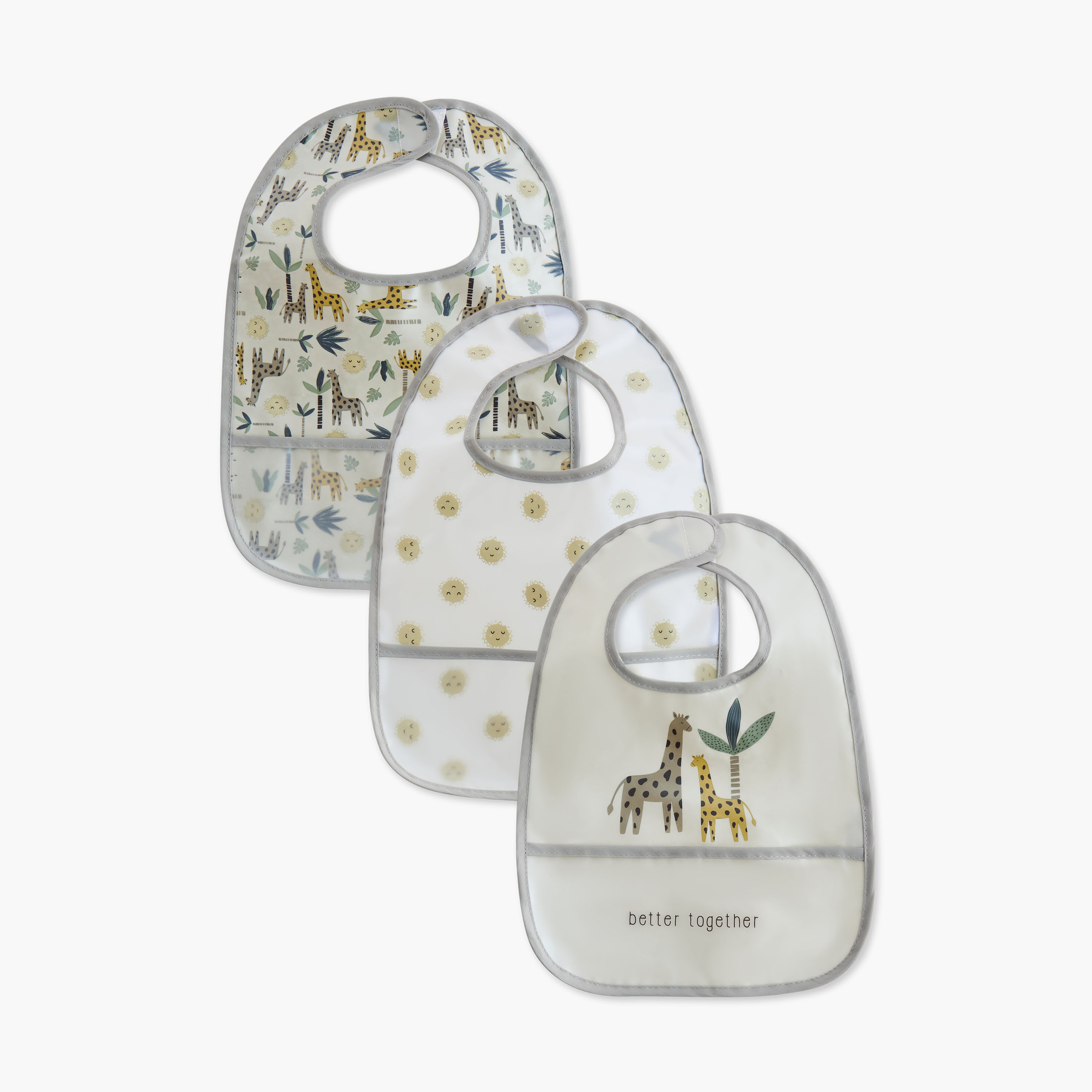 Juniors Printed Peva Bib with Hook and Loop Closure - Set of 3-baby-feeding-bibs-image-1