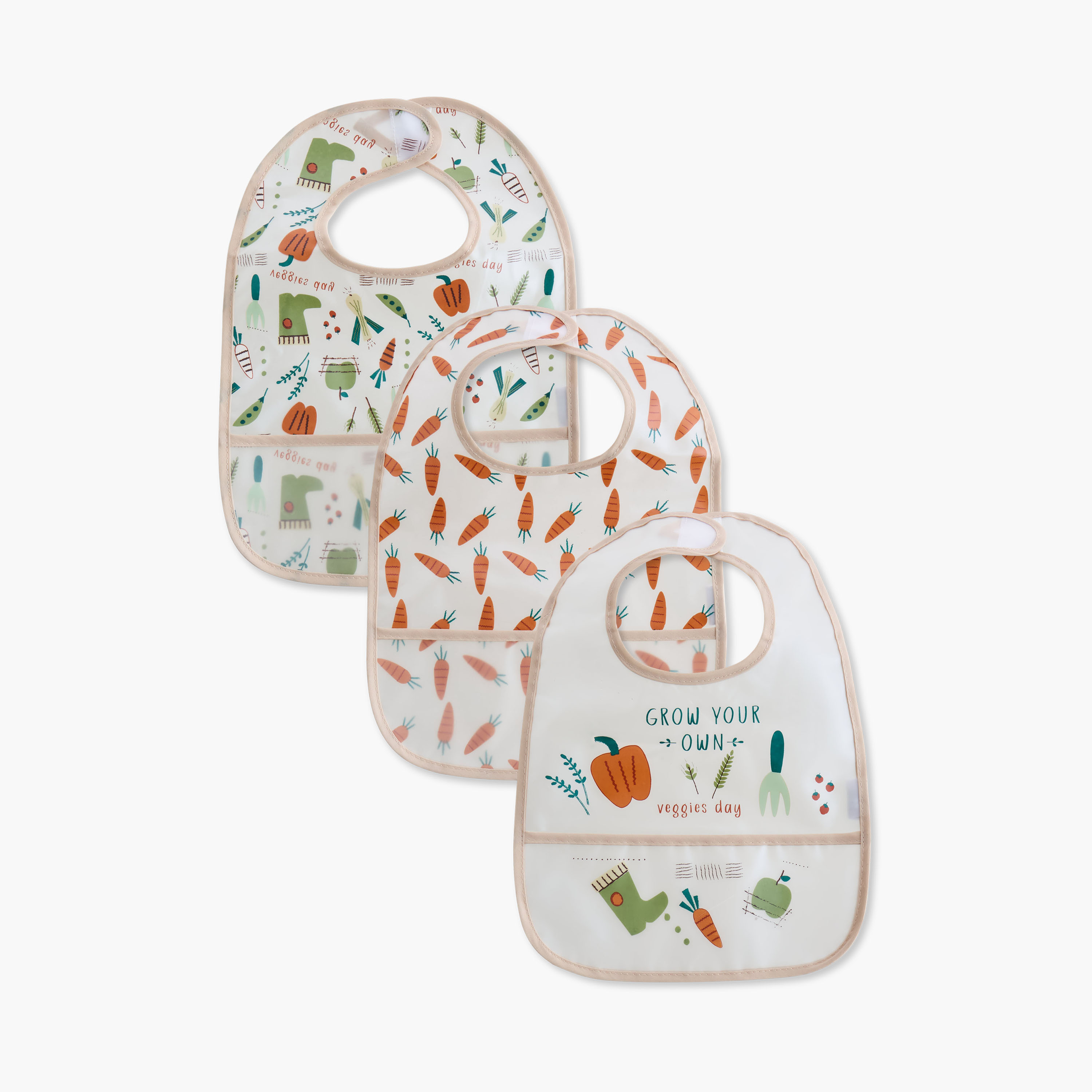 Juniors Printed Peva Bib with Hook and Loop Closure - Set of 3-baby-feeding-bibs-image-1
