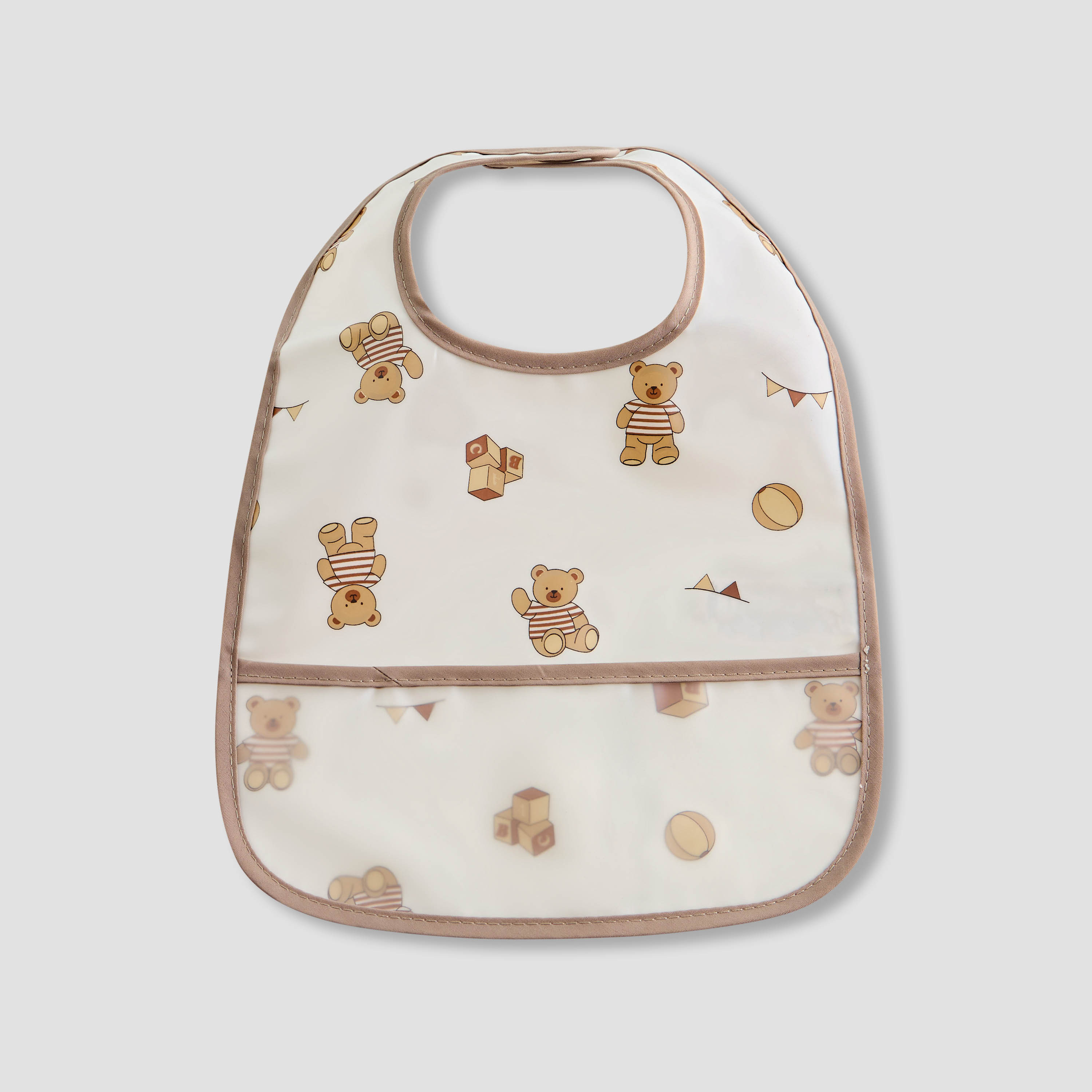 Juniors Bear Print Bib with Snap Button Closure - Set of 2-baby-feeding-bibs-image-2