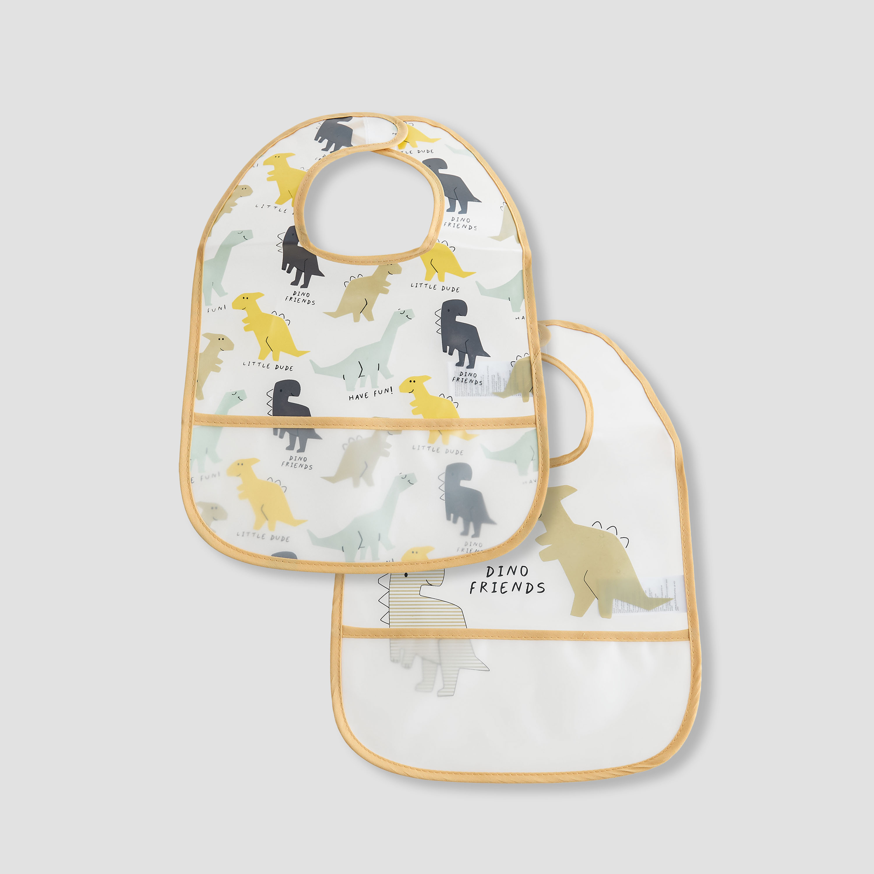 Juniors Dinosaur Print Bib - Set of 2-baby-feeding-bibs-image-1