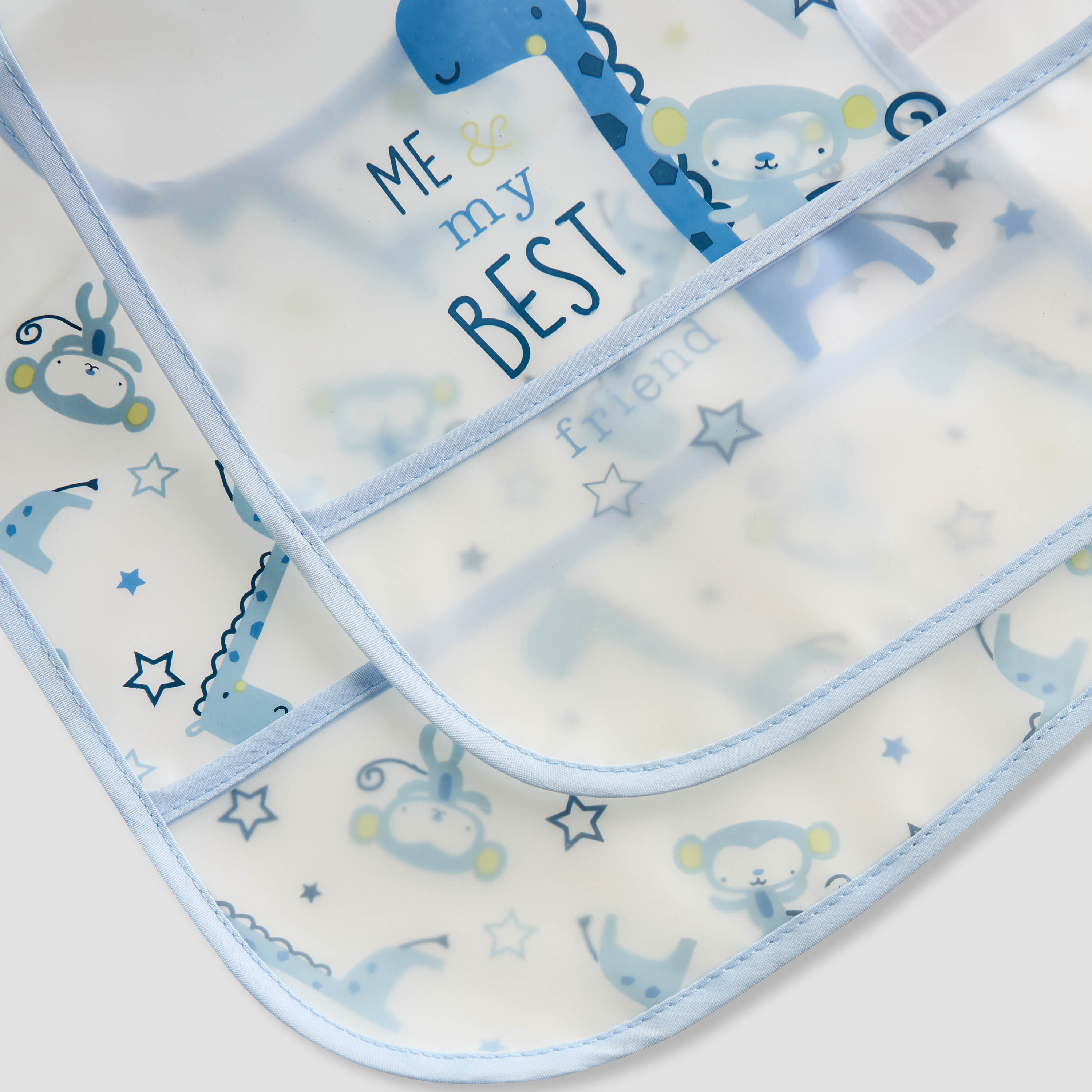 Juniors Dinosaur Print Bib with Snap Button Closure - Set of 2-baby-feeding-bibs-image-5