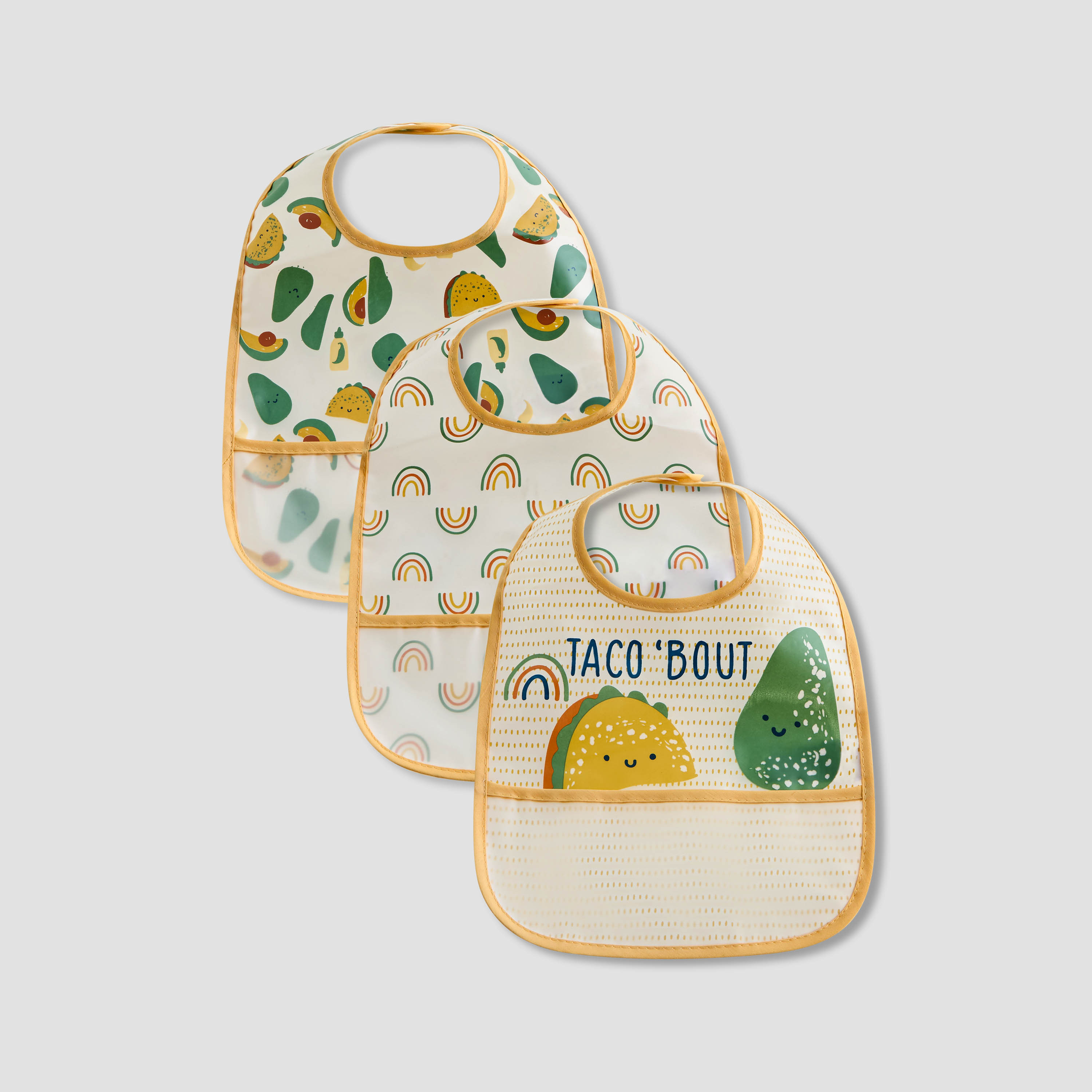 Juniors Printed Bib with Snap Button Closure - Set of 3-baby-feeding-bibs-image-1