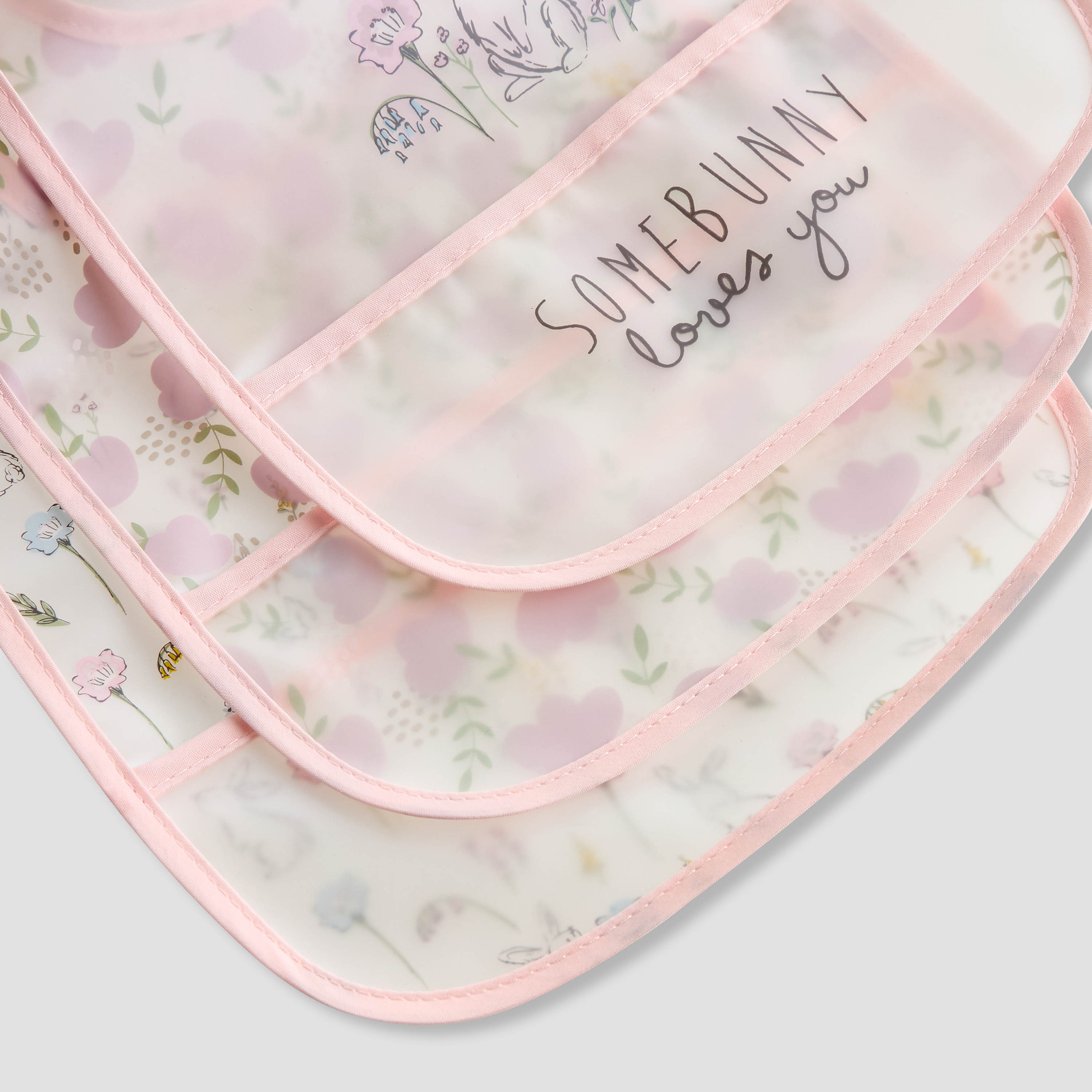 Juniors Floral Print Bib with Snap Button Closure - Set of 3-baby-feeding-bibs-image-6