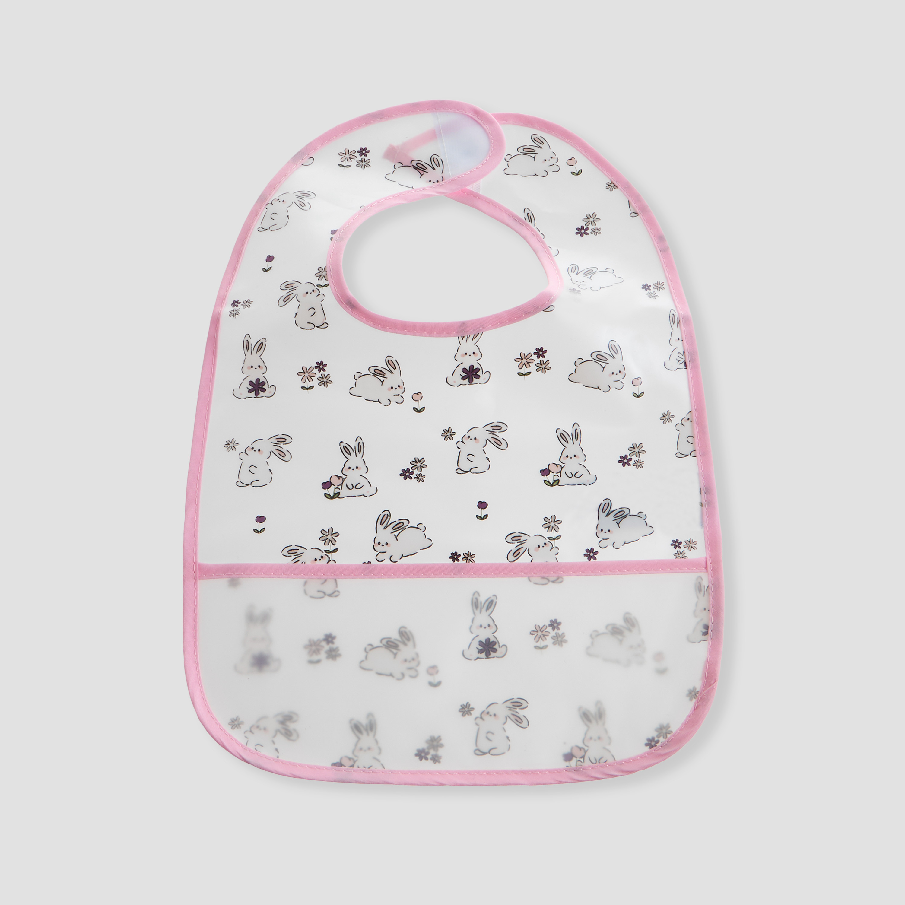 Juniors Bunny Print Bib with Hook and Loop Closure - Set of 2-baby-feeding-bibs-image-2