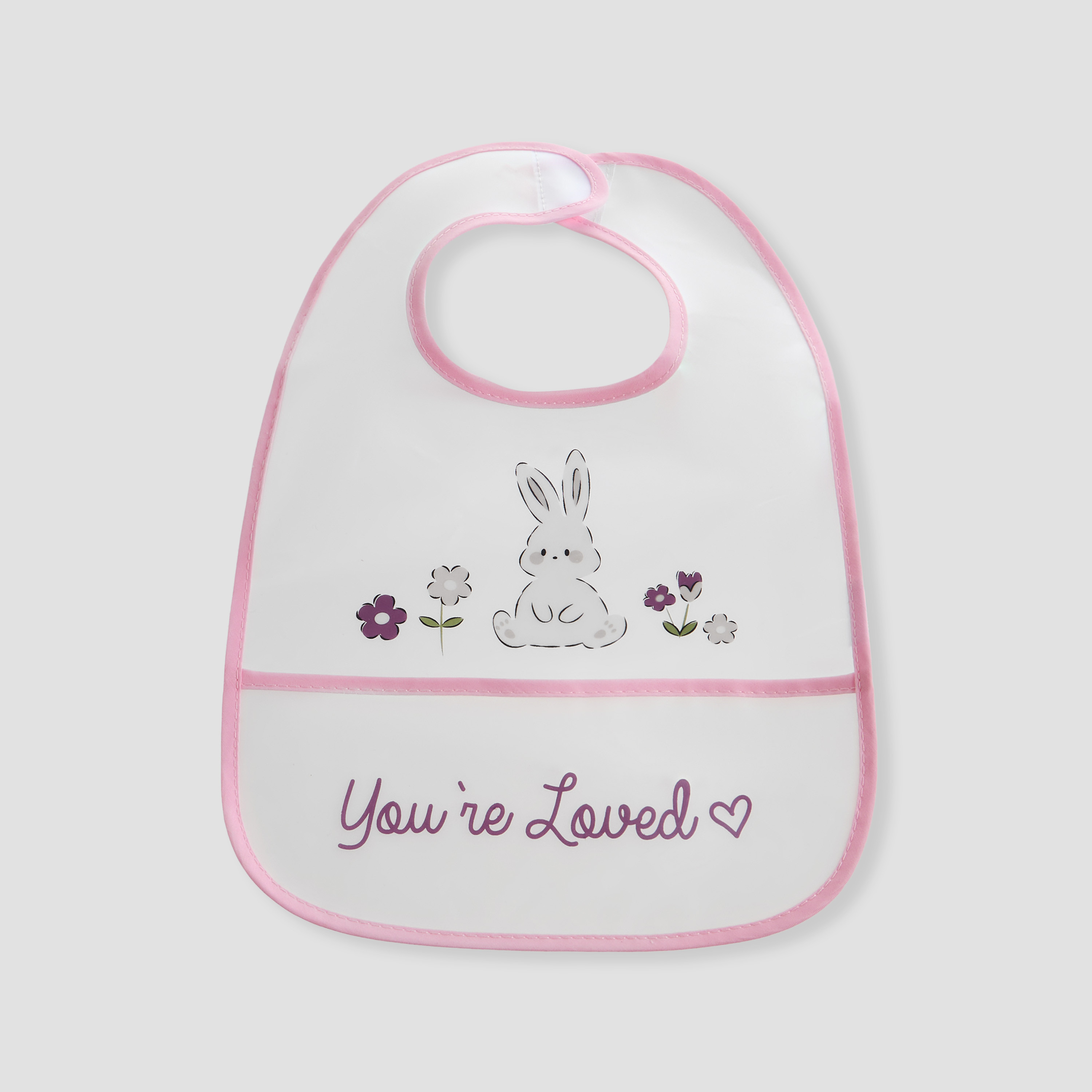 Juniors Bunny Print Bib with Hook and Loop Closure - Set of 2-baby-feeding-bibs-image-3