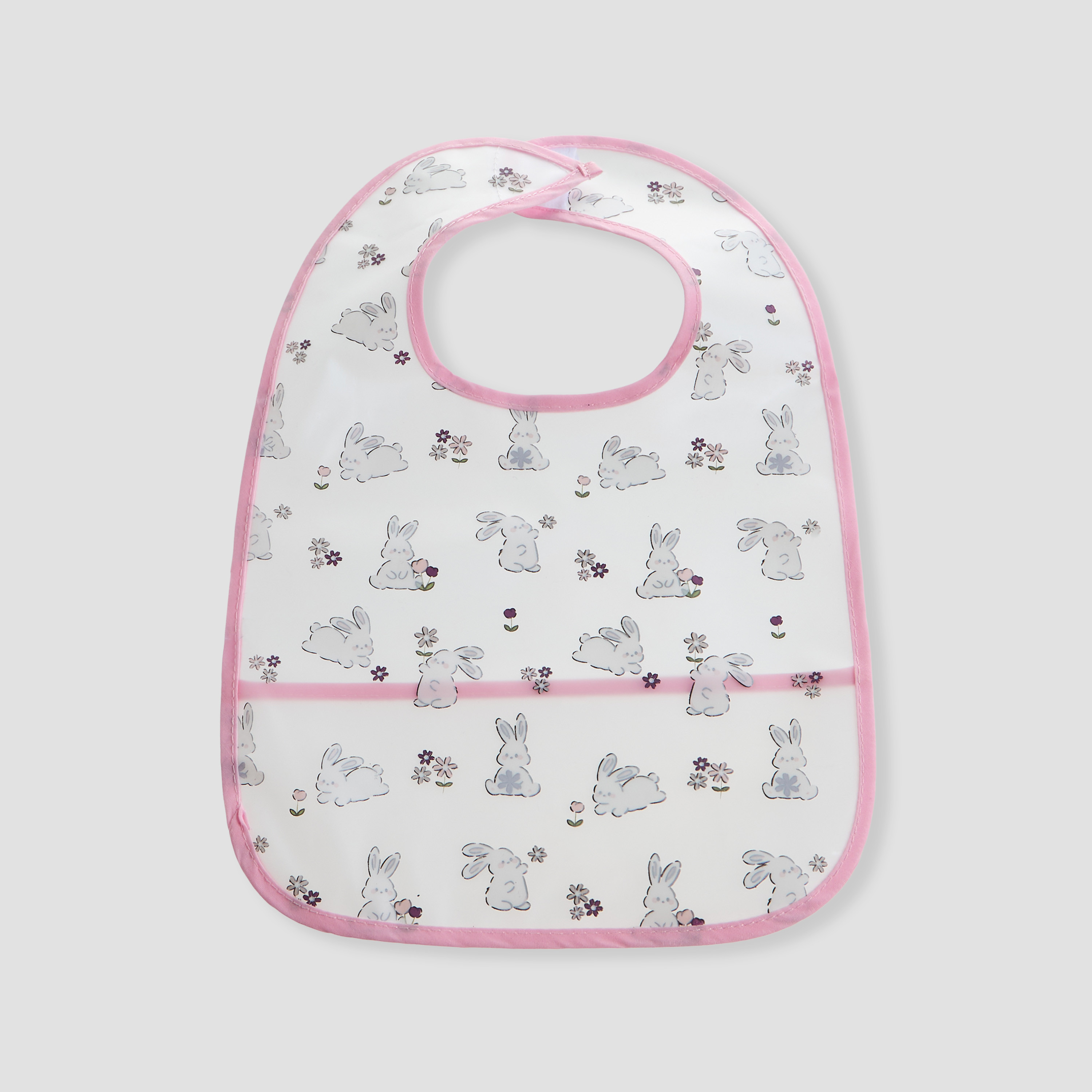 Juniors Bunny Print Bib with Hook and Loop Closure - Set of 2-baby-feeding-bibs-image-4
