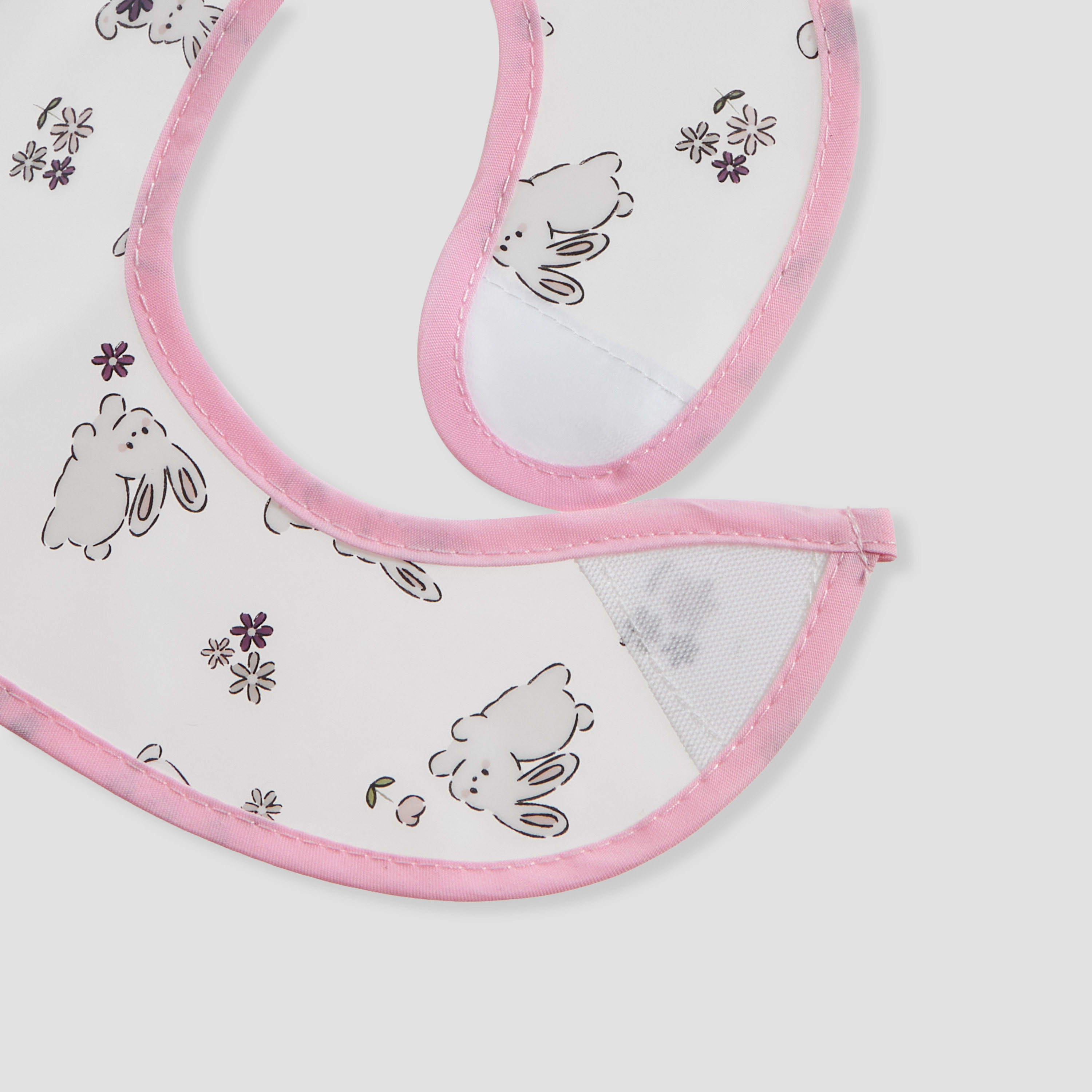 Juniors Bunny Print Bib with Hook and Loop Closure - Set of 2-baby-feeding-bibs-image-6