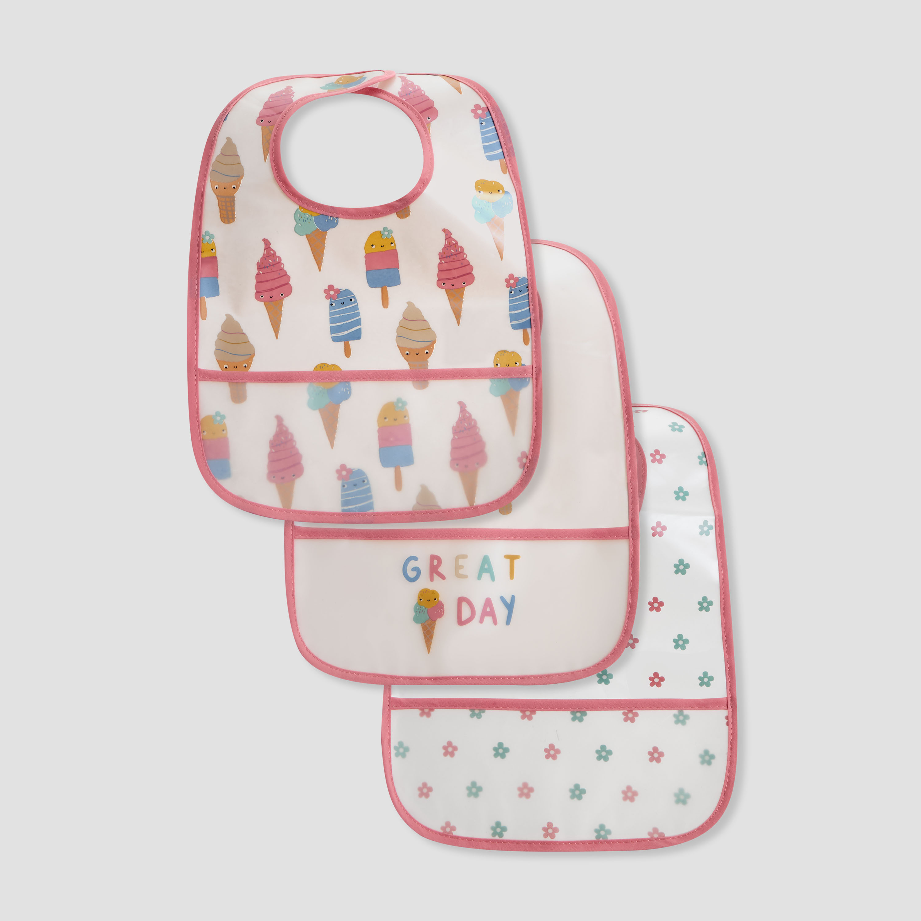 Juniors Printed Bib with Hook and Loop Closure - Set of 3-baby-feeding-bibs-image-1
