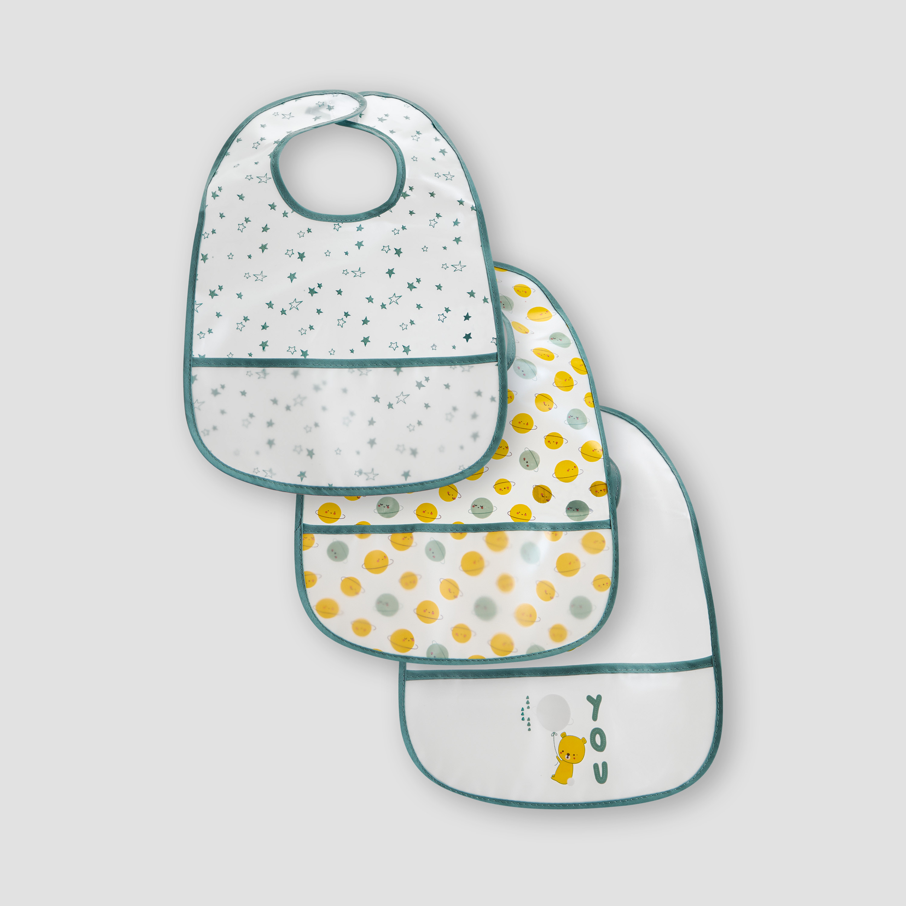Juniors Printed Bib with Hook and Loop Closure - Set of 3-baby-feeding-bibs-image-1