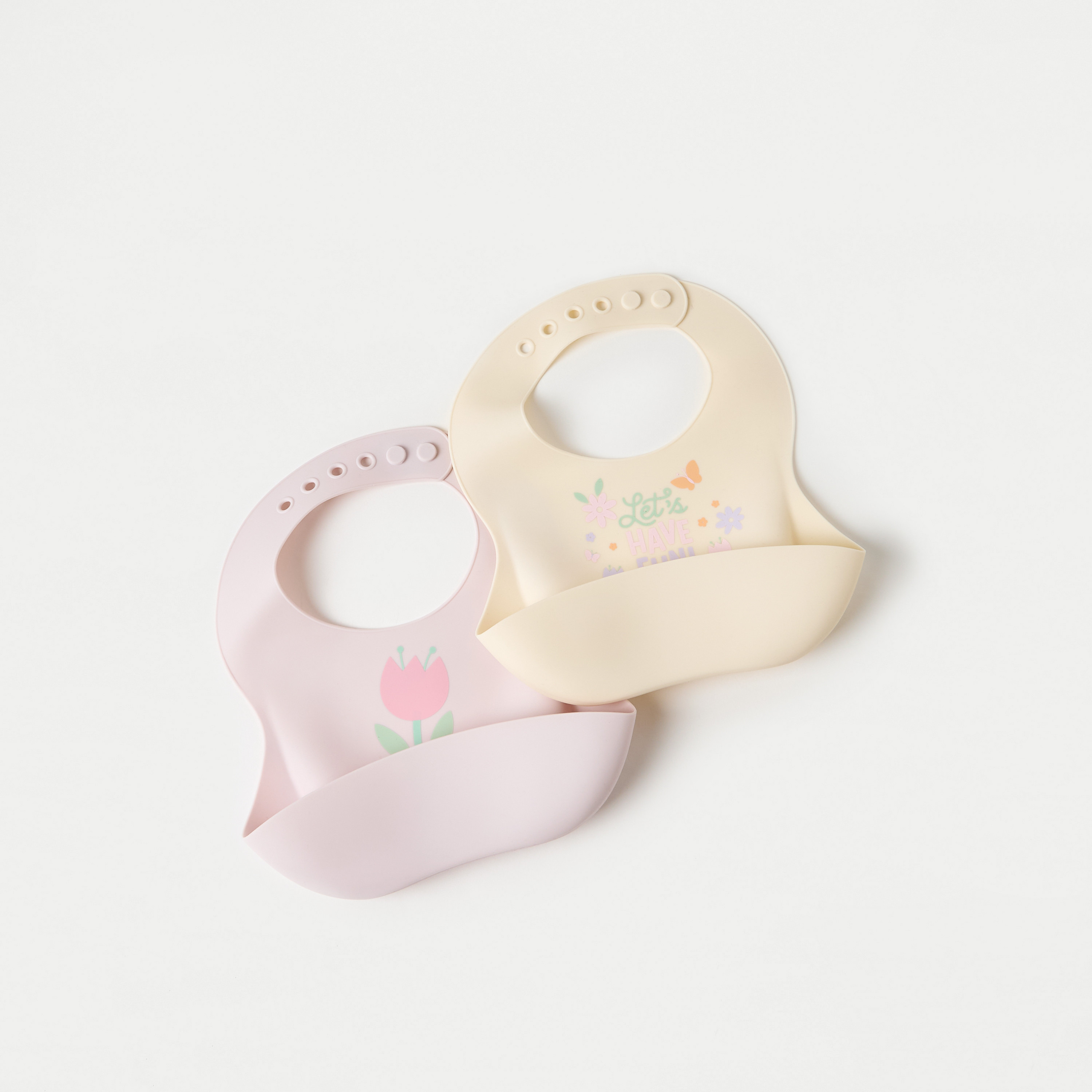 Juniors Floral Print Silicone Bib with Button Closure - Set of 2-baby-feeding-bibs-image-1