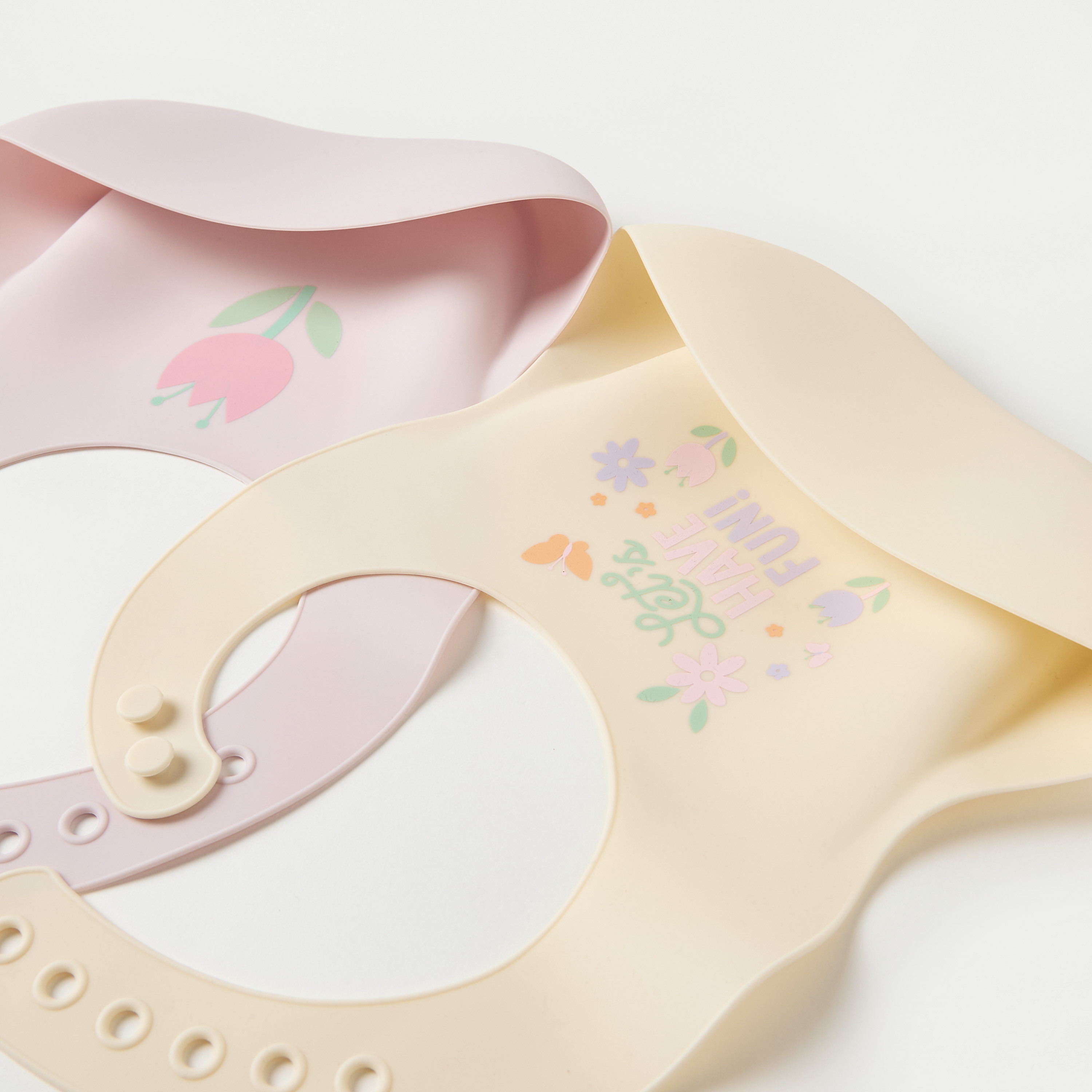 Juniors Floral Print Silicone Bib with Button Closure - Set of 2-baby-feeding-bibs-image-5
