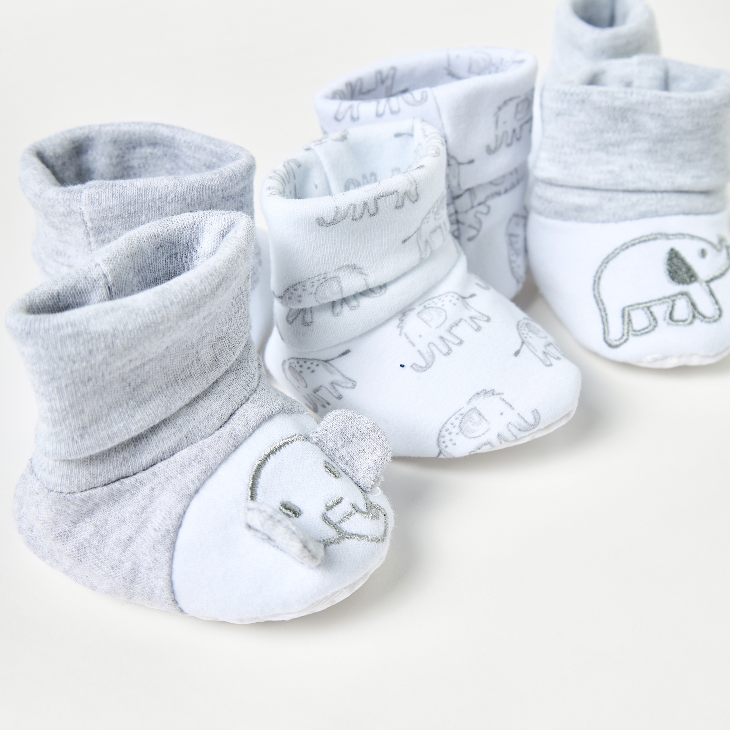 Juniors Elephant Print Booties - Set of 3-baby-boys-shoes-booties-image-6