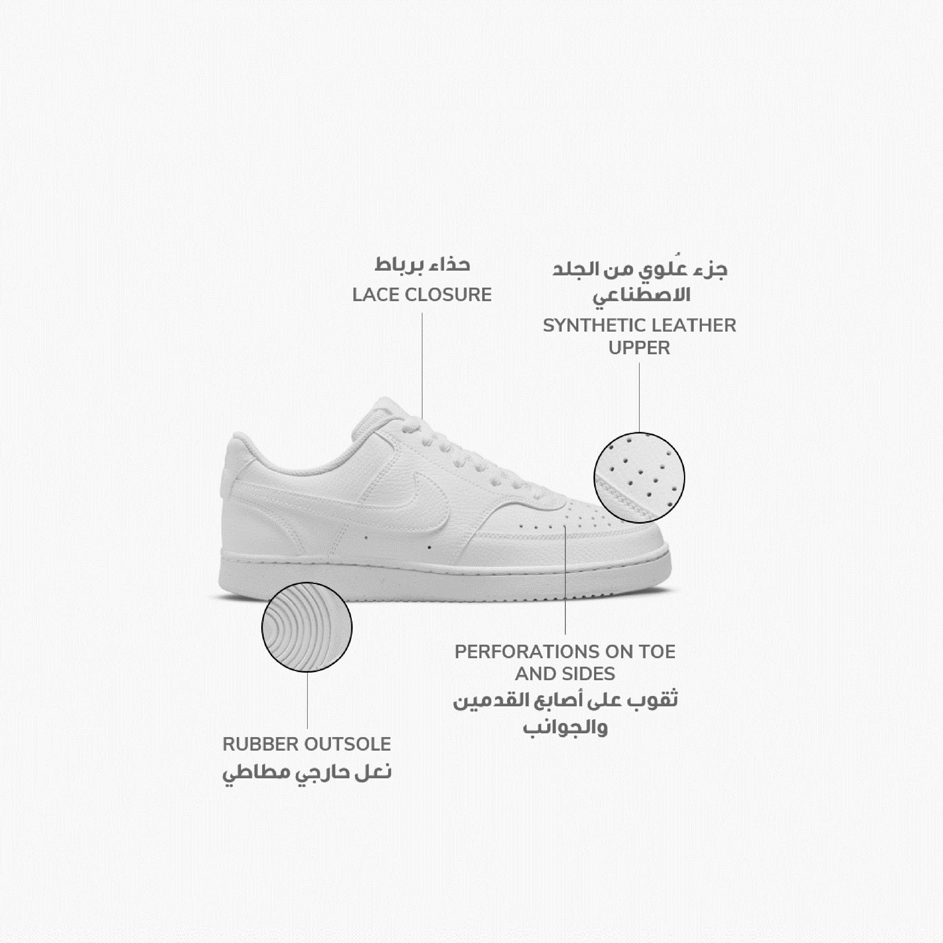 Nike Women's Court Vision Next Nature Lace-Up Low Ankle Sneakers DH3158 | OE-sports-women-shoes-image-2