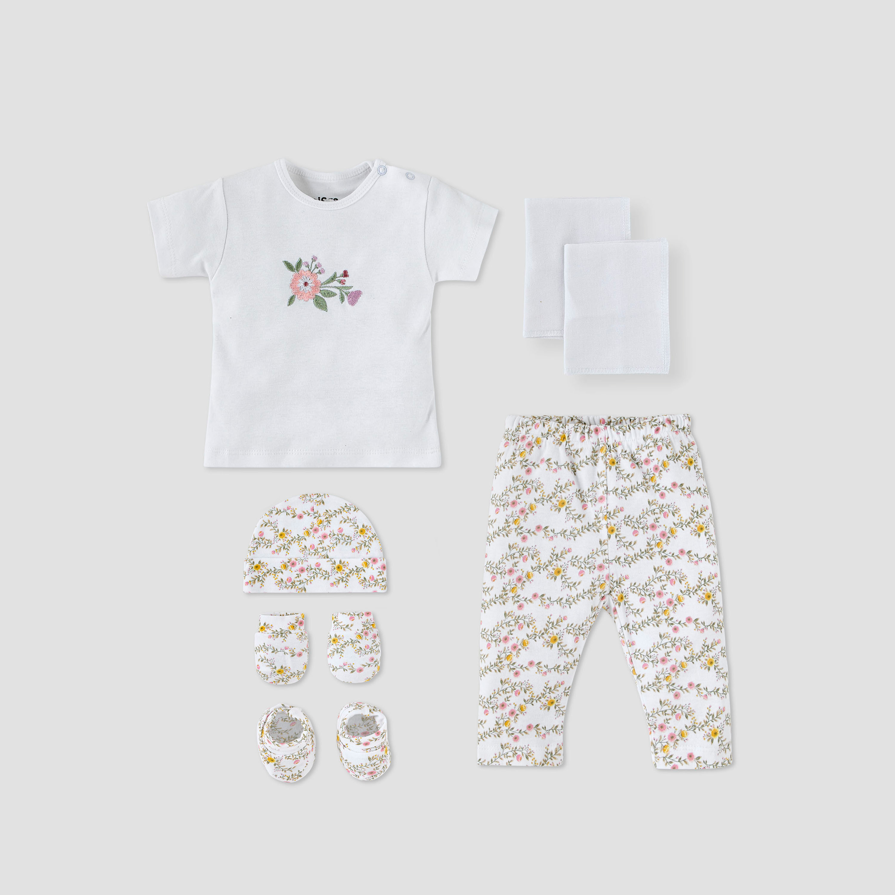 طقم هدايا ملابس 7 قطع بطبعات الأزهار من جونيورز-baby-girls-clothing-setsandcoords-image-2