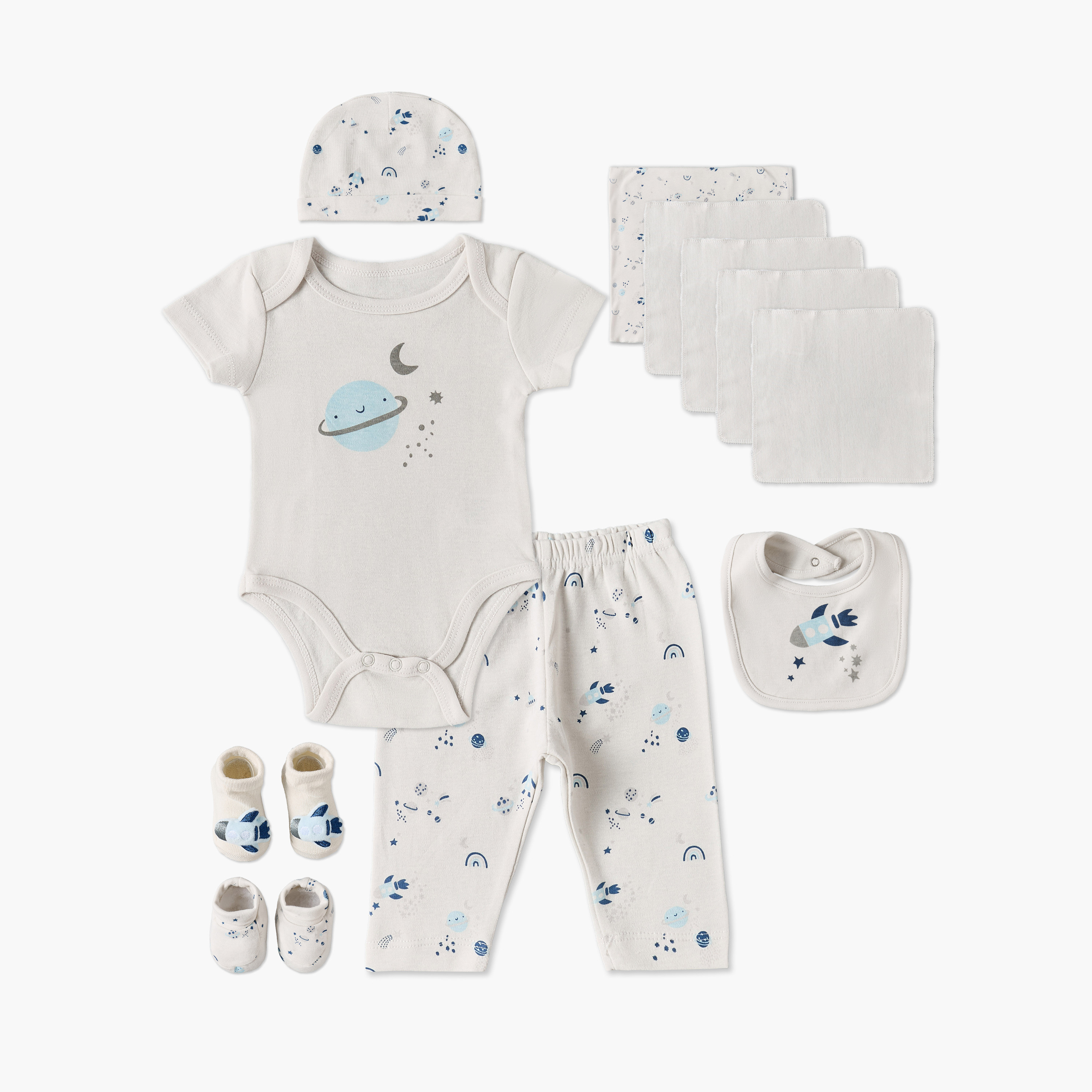 Set of 12 Juniors Clothing Gift Set with Space Print-baby-boys-clothing-setsandcoords-image-1
