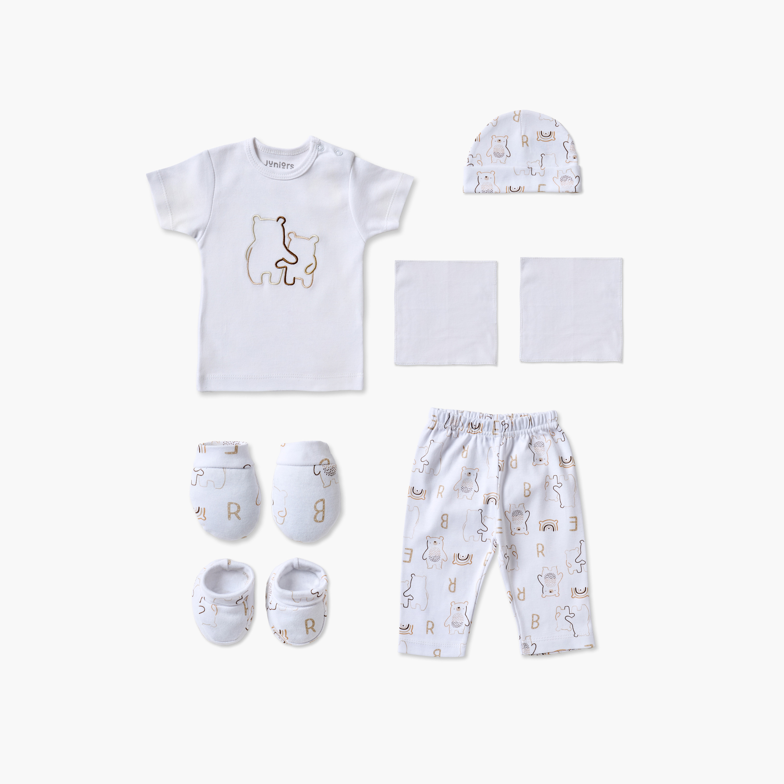 طقم هدايا ملابس بطبعات دب 7 قطع من جونيورز-baby-boys-clothing-setsandcoords-image-1