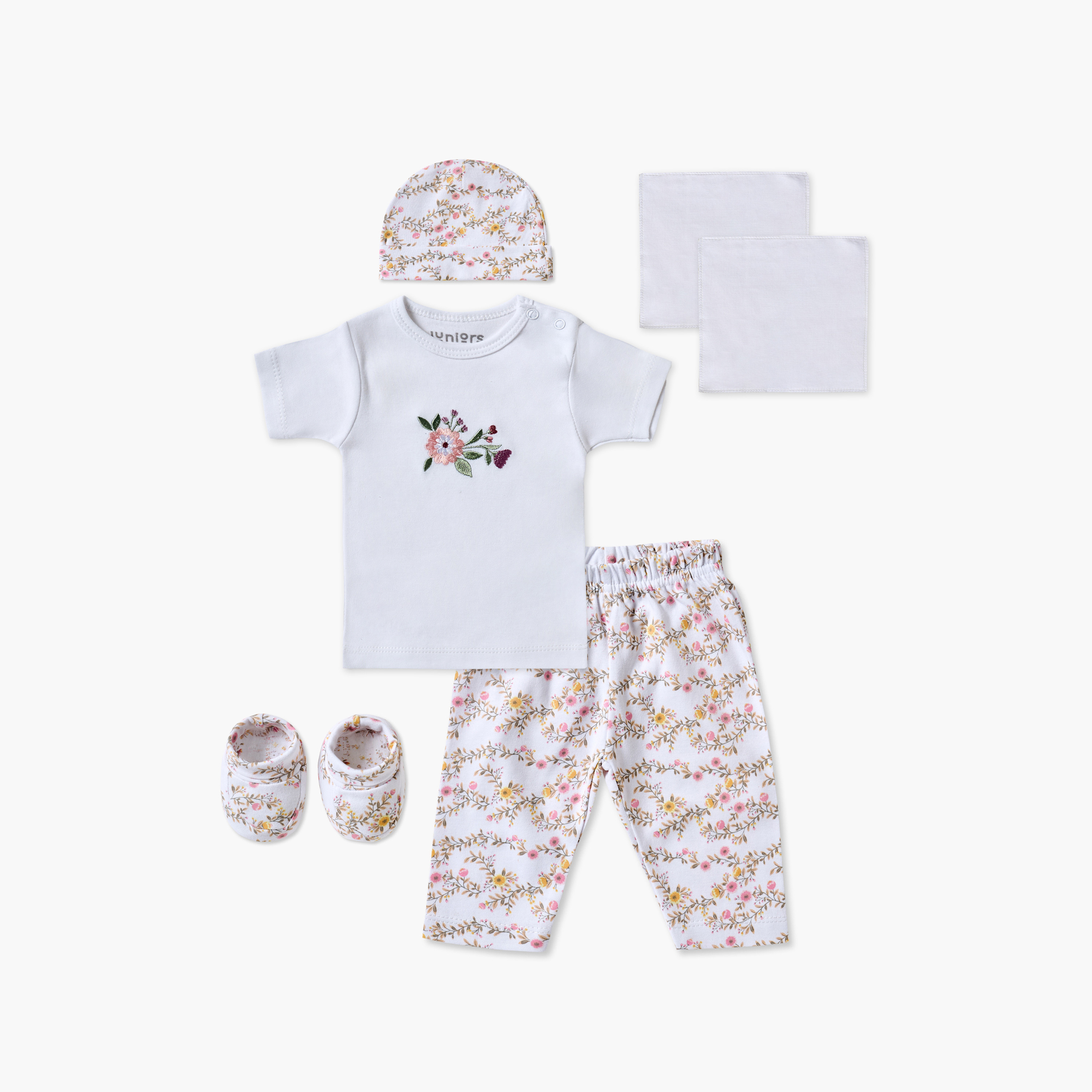 طقم هدايا ملابس بطبعات أزهار من جونيورز - 8 قطع-baby-girls-clothing-setsandcoords-image-1