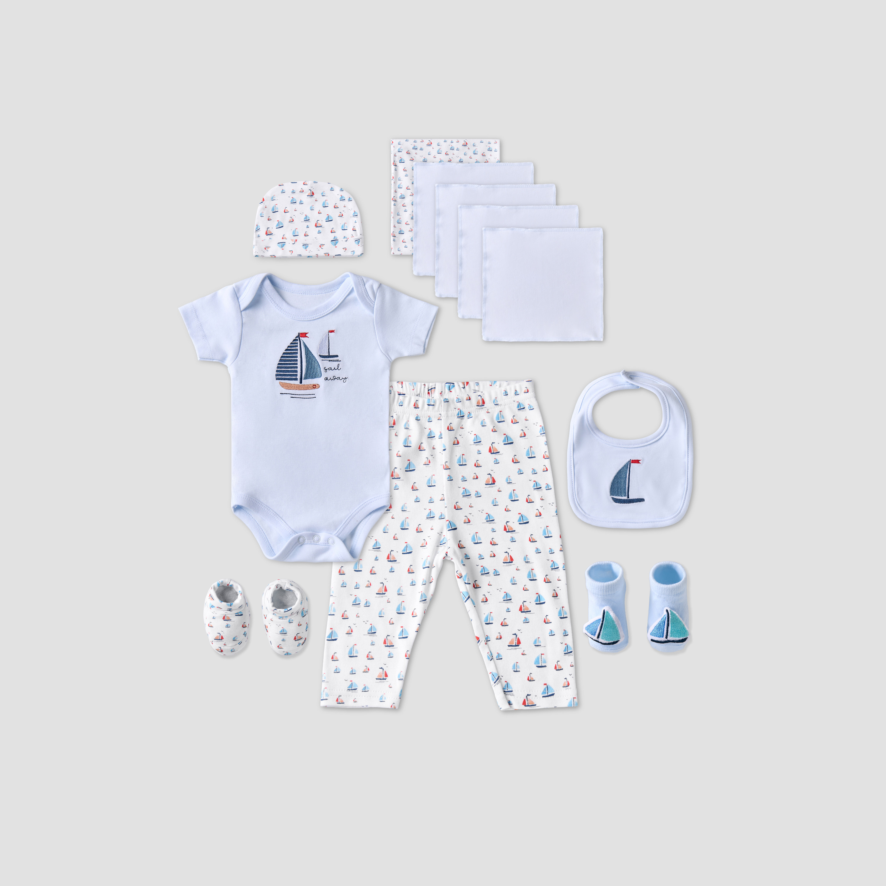 Set of 12 Juniors Clothing Gift Set with Sailboat Print-baby-boys-clothing-setsandcoords-image-2