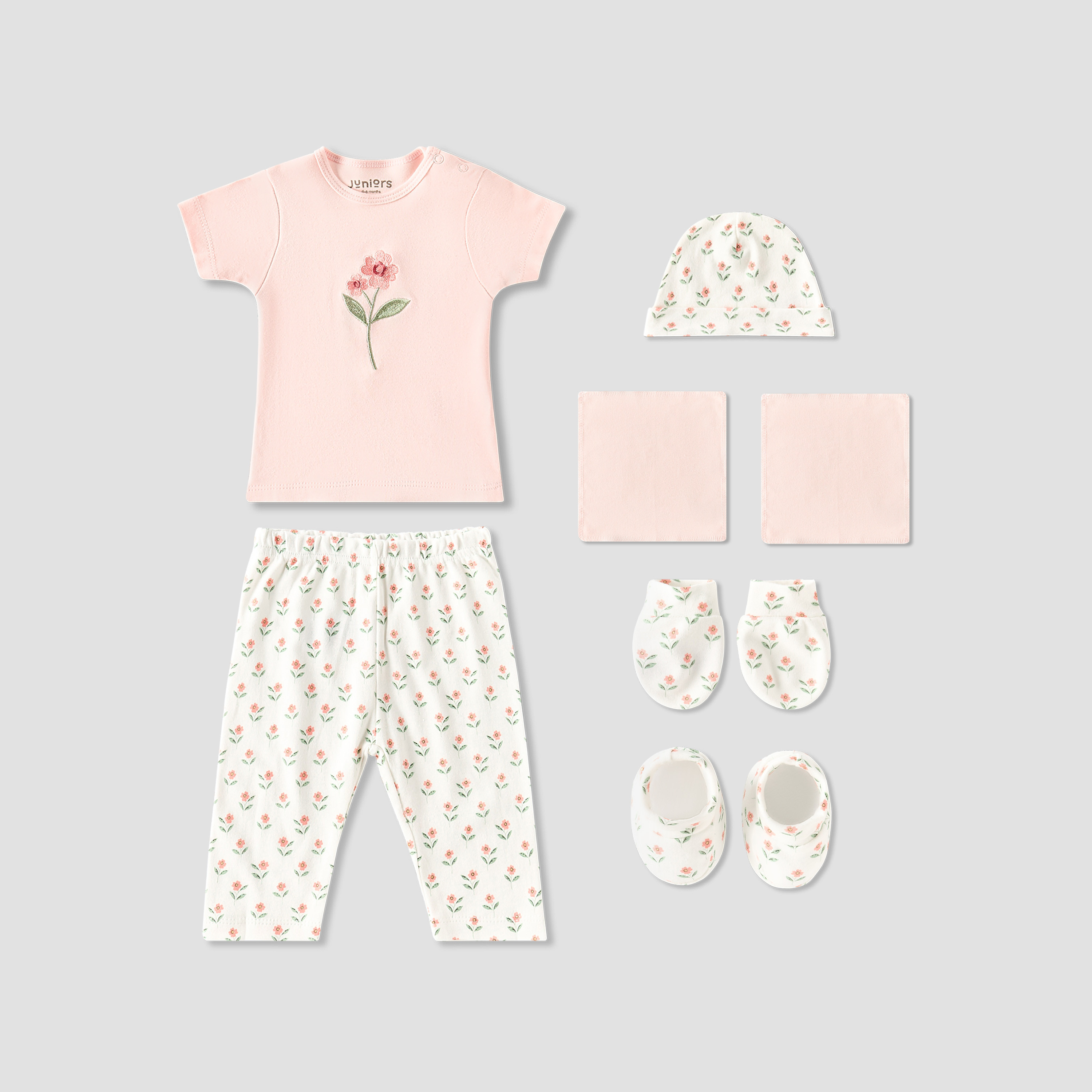 Set of 8 Juniors Clothing Gift Set with Floral Print-baby-girls-clothing-setsandcoords-image-2