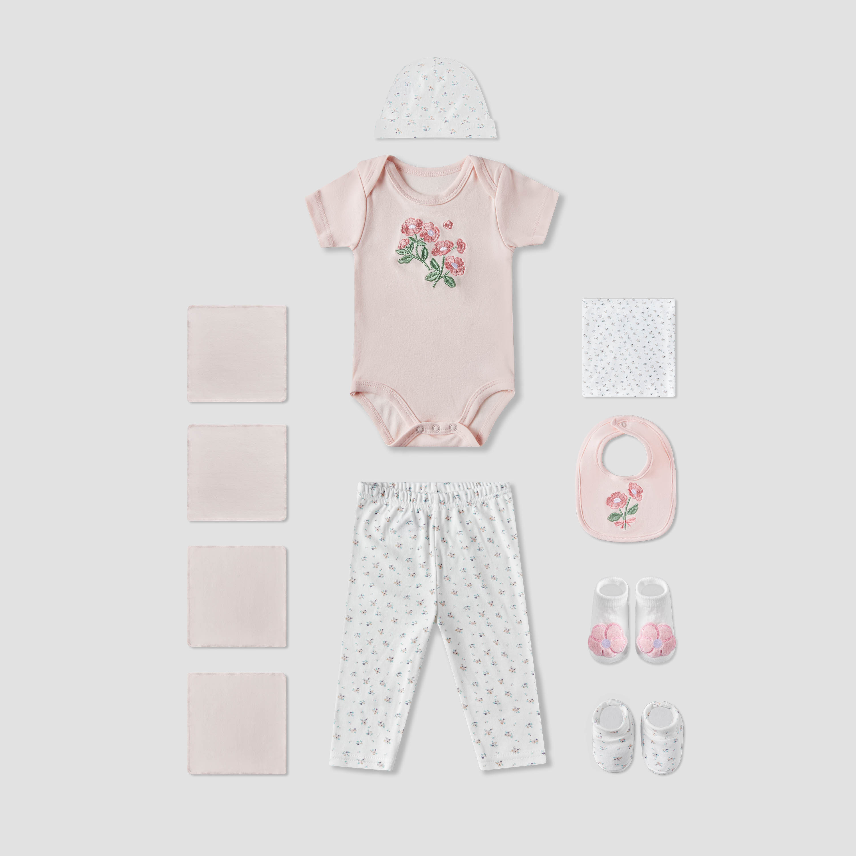 Set of 11 Juniors Clothing Gift Set with Floral Print-baby-girls-clothing-setsandcoords-image-2