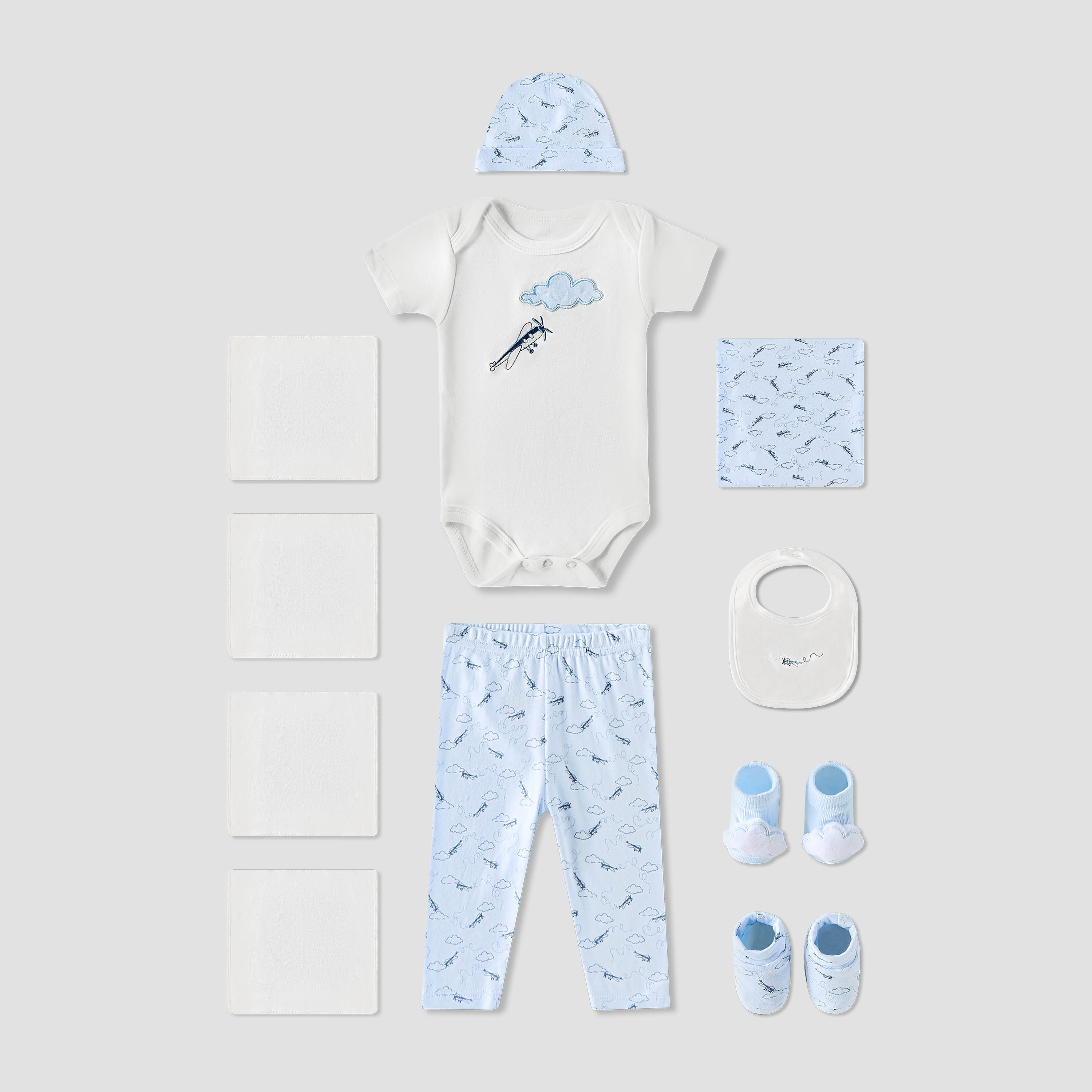 Set of 11 Juniors Clothing Gift Set with Aeroplane Print-baby-boys-clothing-setsandcoords-image-2