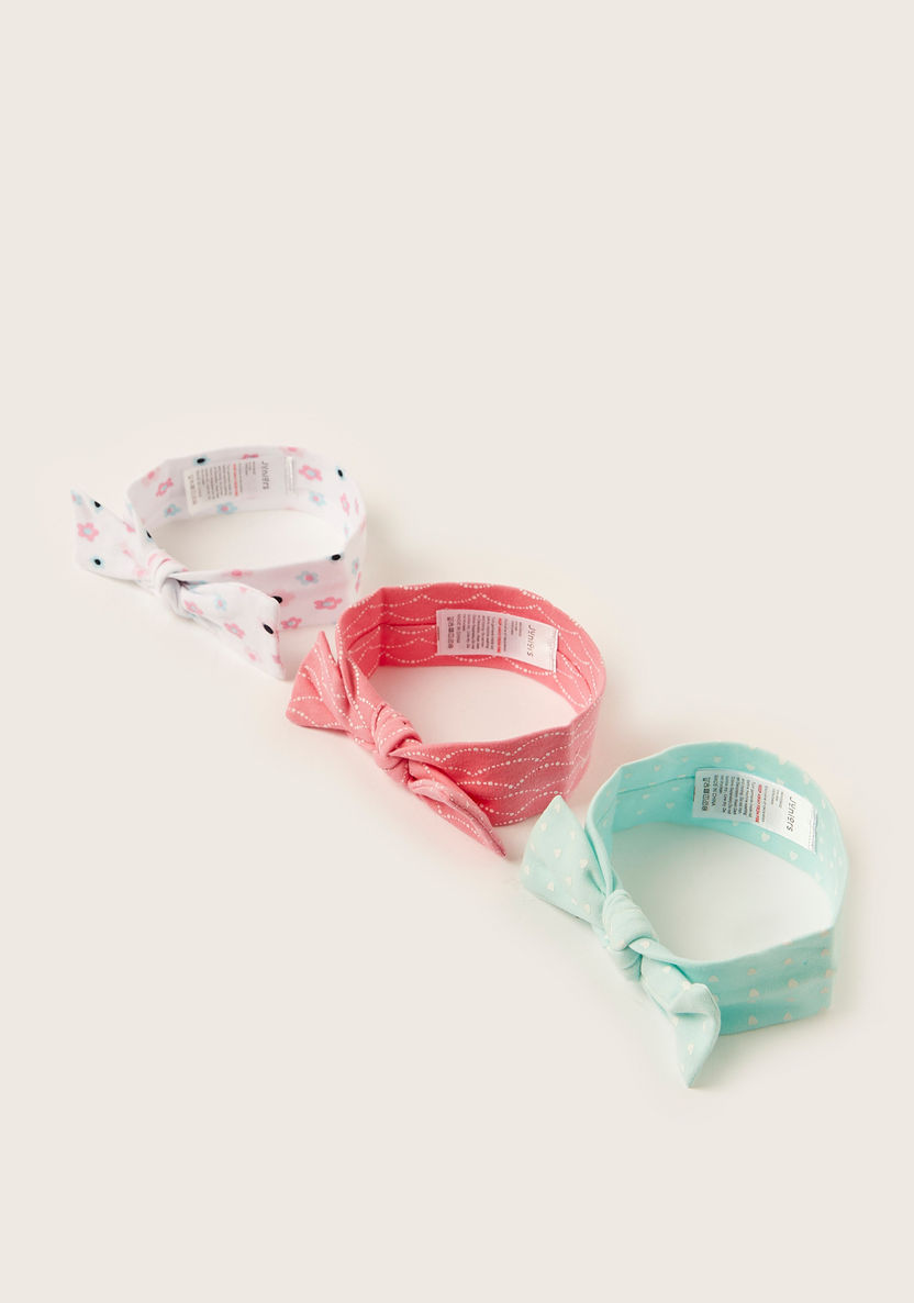 Juniors Printed Headband with Bow Accent - Set of 3-Hair Accessories-image-1