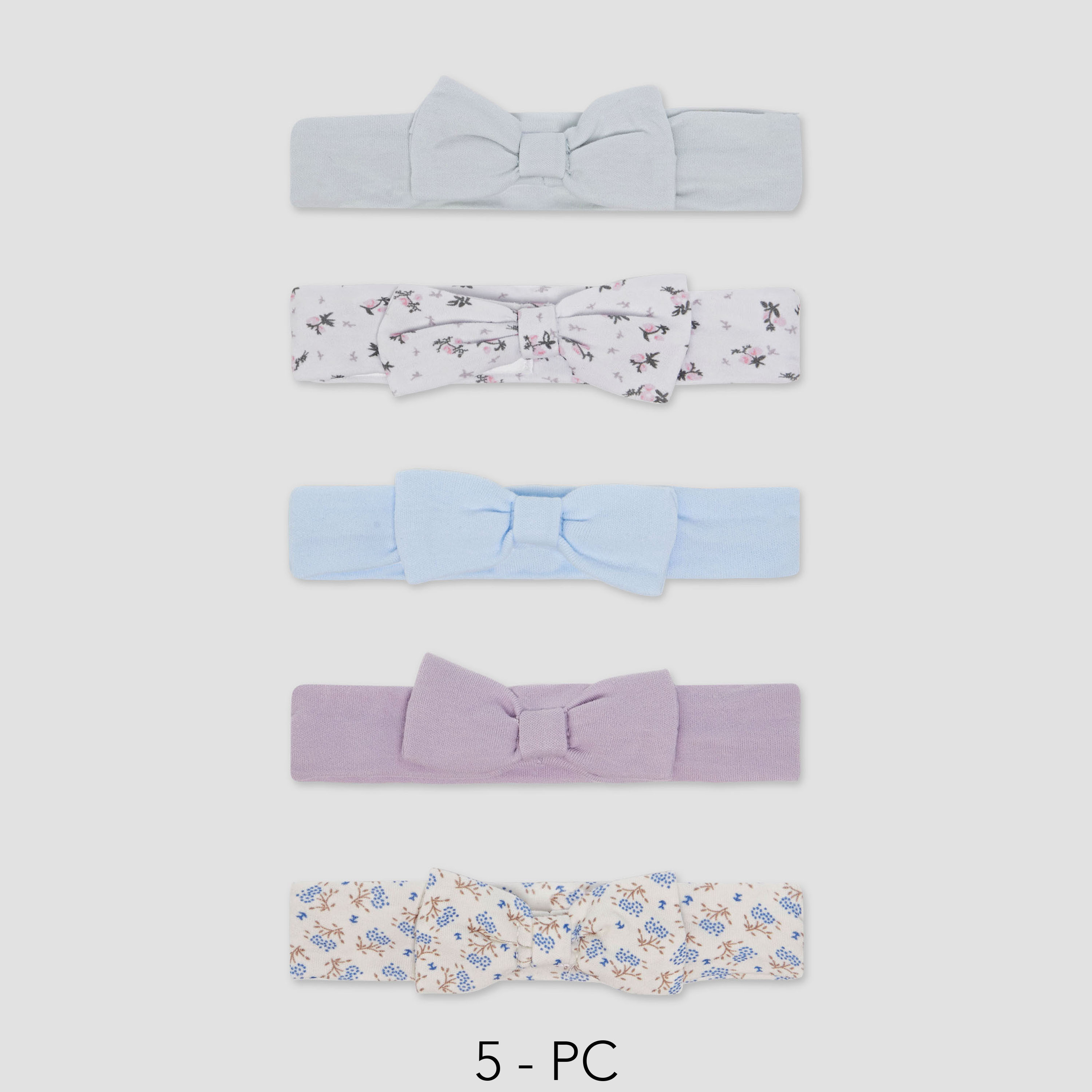 Juniors Girls Assorted Head Band with Bow - Cotton - Set of 5-baby-girls-accessories-hairaccessories-image-1
