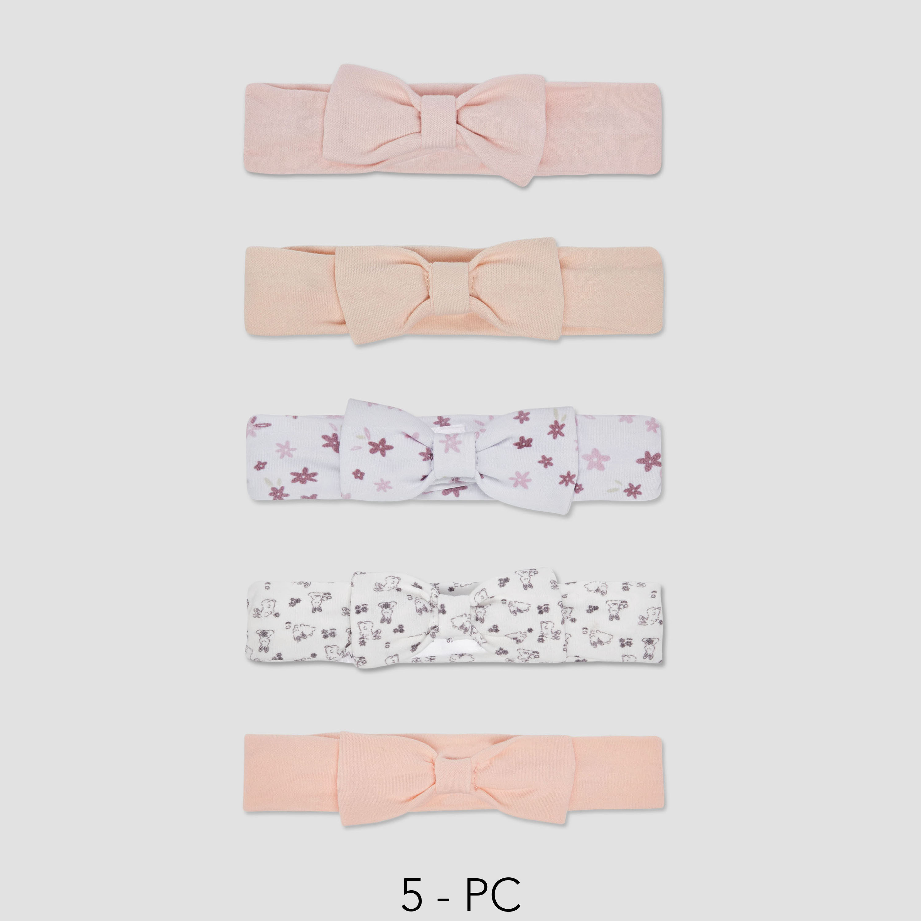 Juniors Girls Assorted Headband with Bow - Cotton - Set of 5-baby-girls-accessories-hairaccessories-image-1