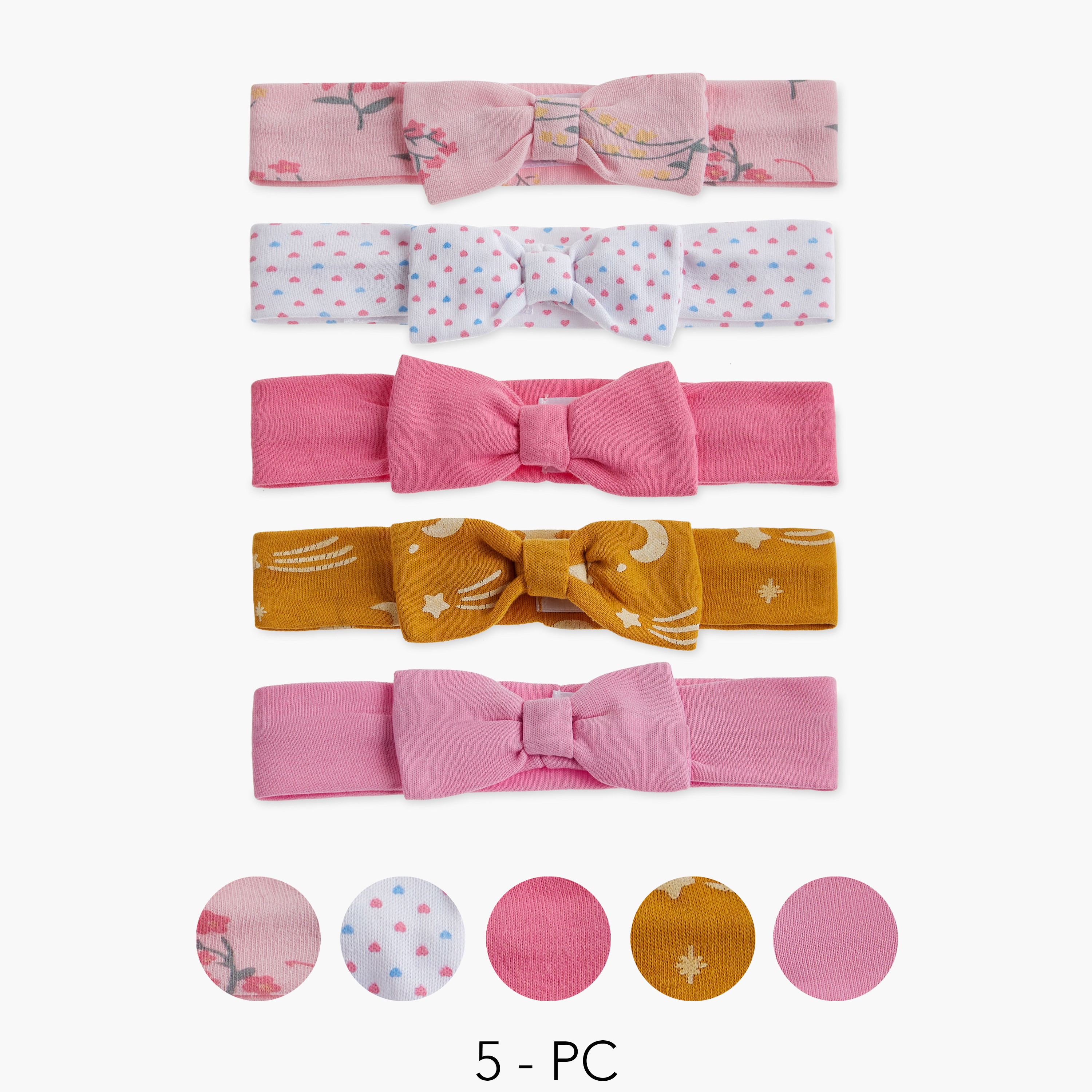 Juniors Bow Detail Headband - Set of 5-baby-girls-accessories-hairaccessories-image-1