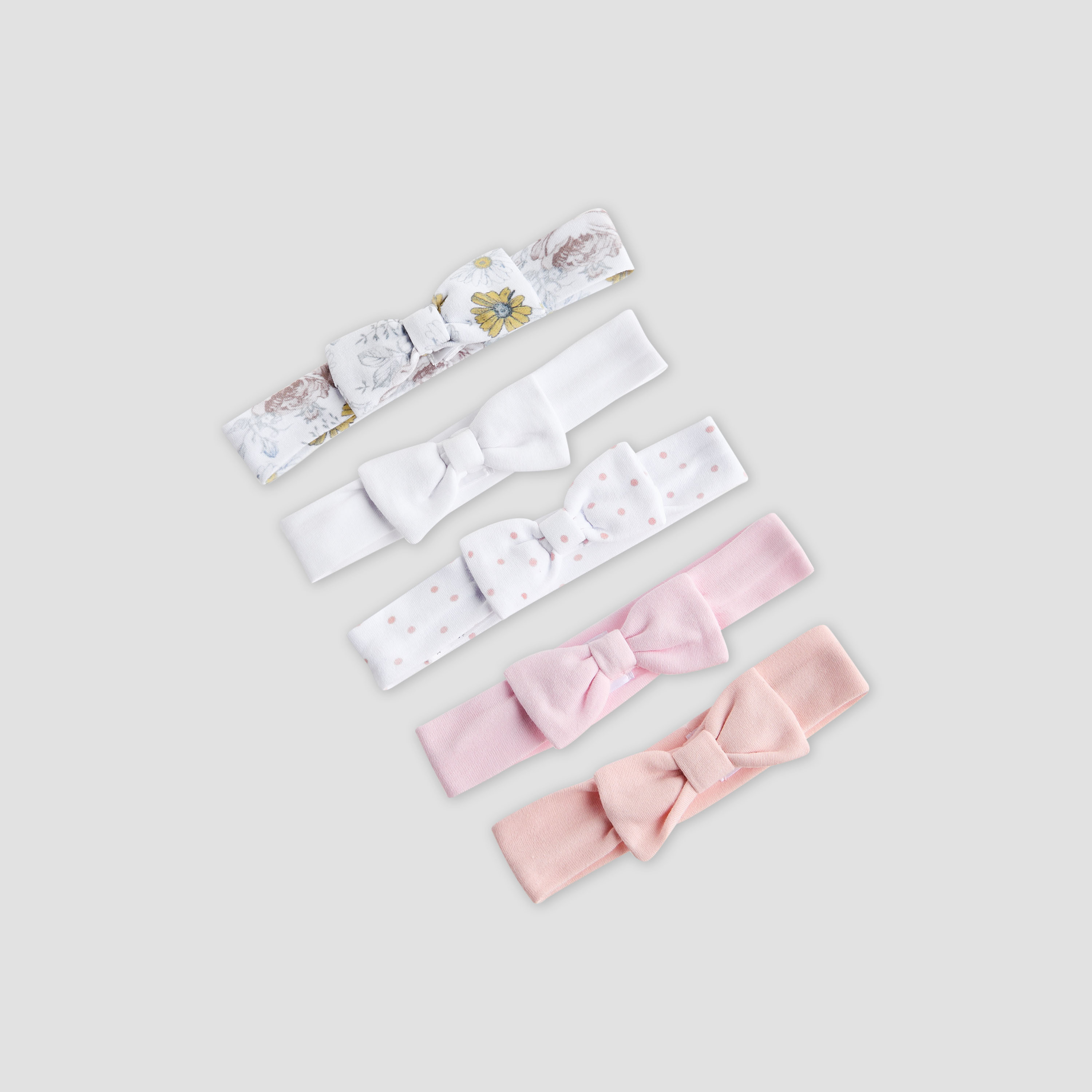 Juniors Printed Elasticated Headband with Bow Detail - Set of 5-baby-girls-accessories-hairaccessories-image-9