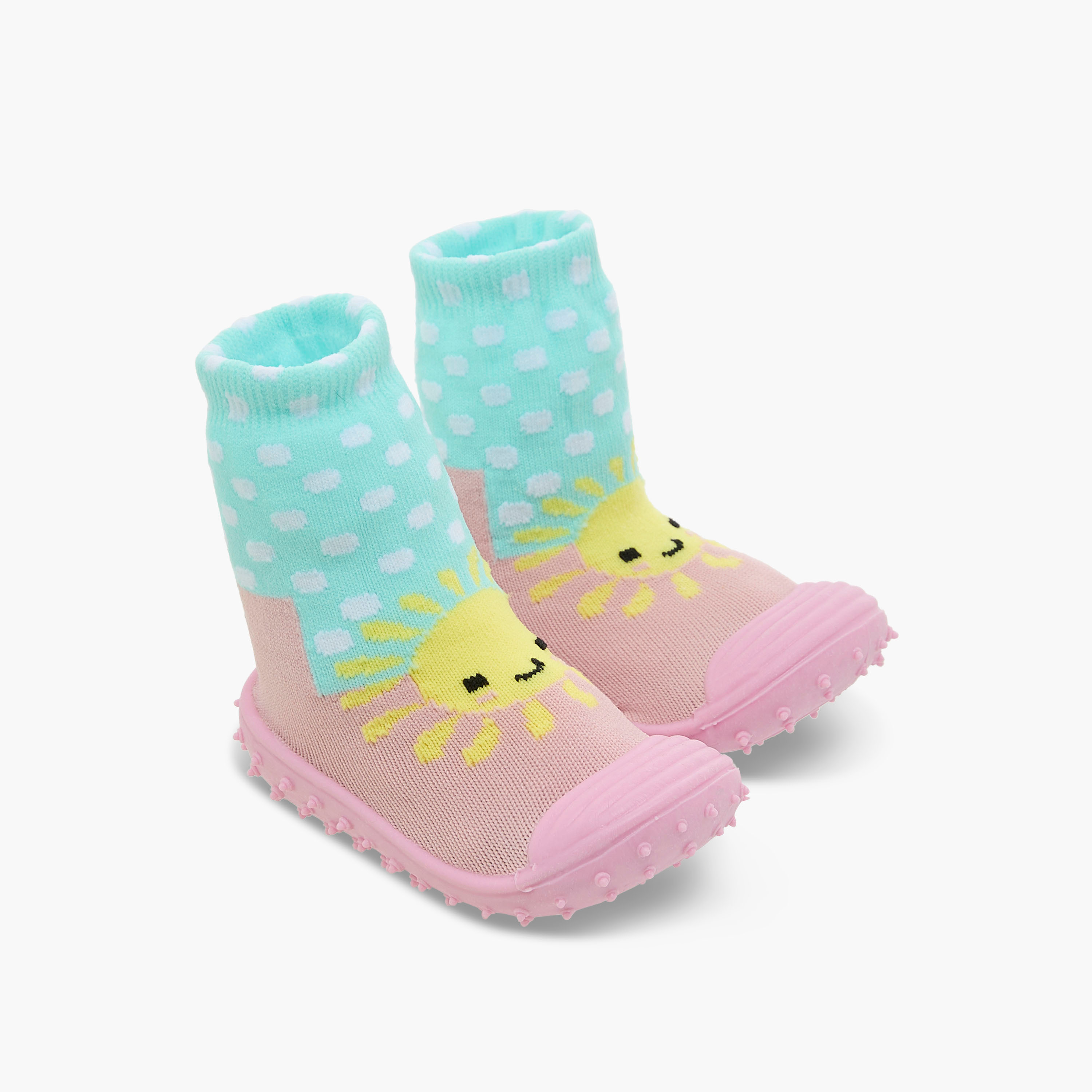 Juniors Polka Dot Sunshine Sock Sneakers-baby-girls-shoes-booties-image-1