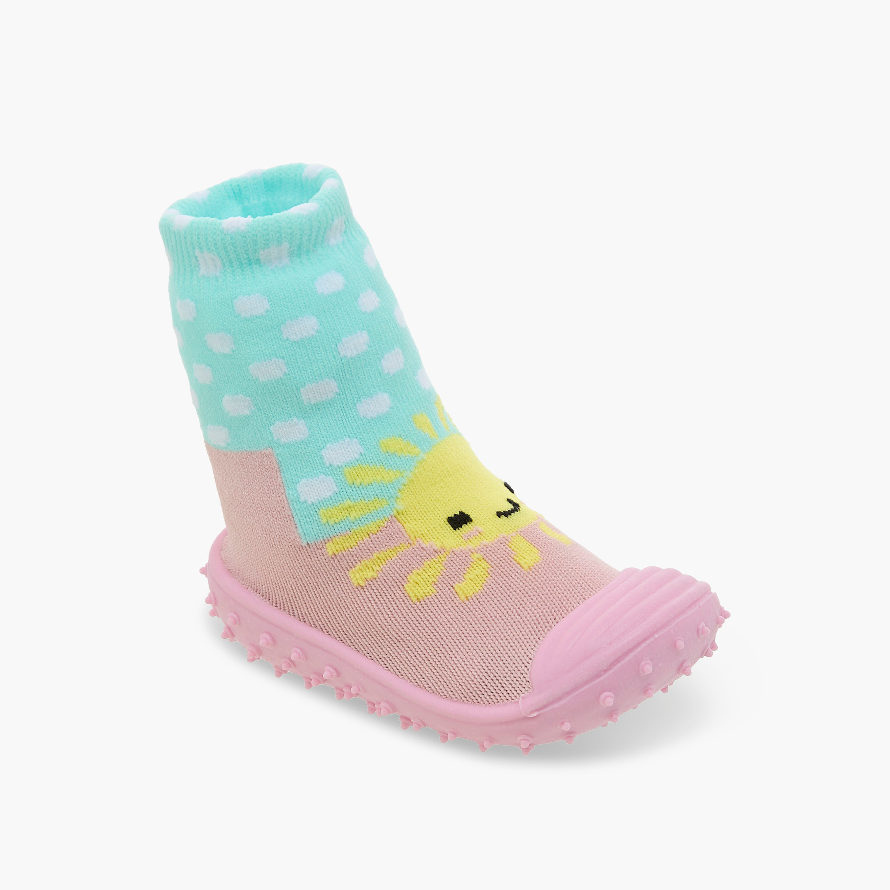 Juniors Polka Dot Sunshine Sock Sneakers-baby-girls-shoes-booties-image-2
