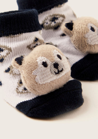 Juniors Printed Socks with Bear Accent-Socks-image-2