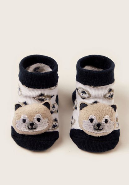 Juniors Printed Socks with Bear Accent-Socks-image-4