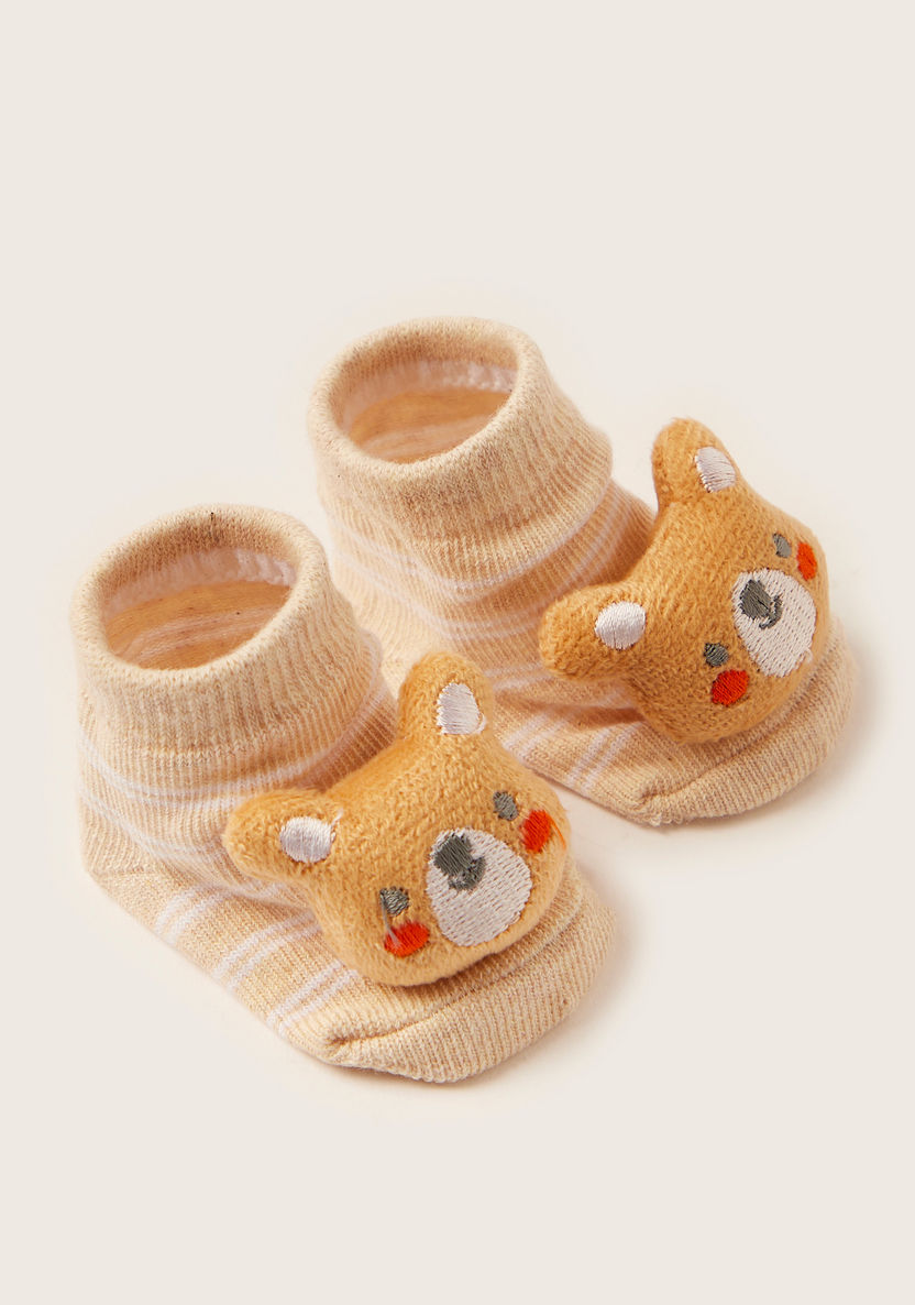 Juniors Printed Socks with Bear Accent-Socks-image-1