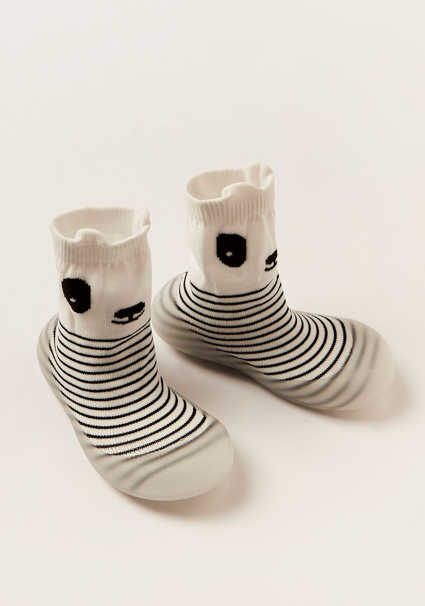 Juniors Striped Booties with Panda Print-Booties-image-1