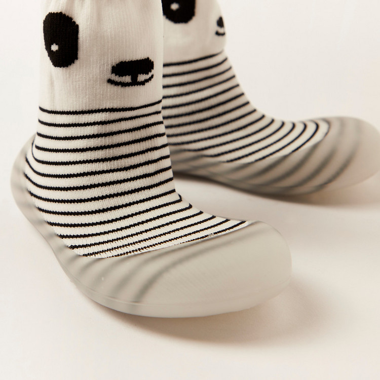 Juniors Striped Booties with Panda Print