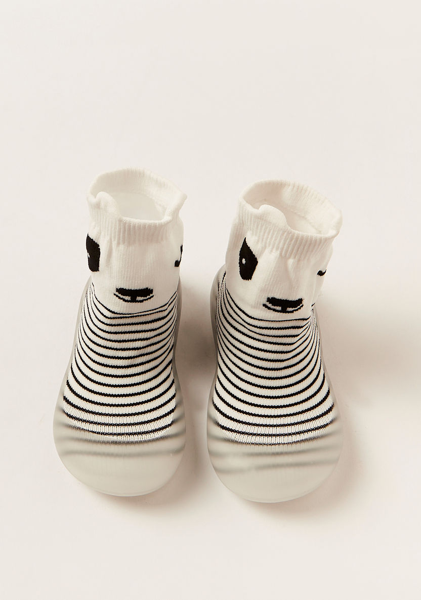 Juniors Striped Booties with Panda Print-Booties-image-4