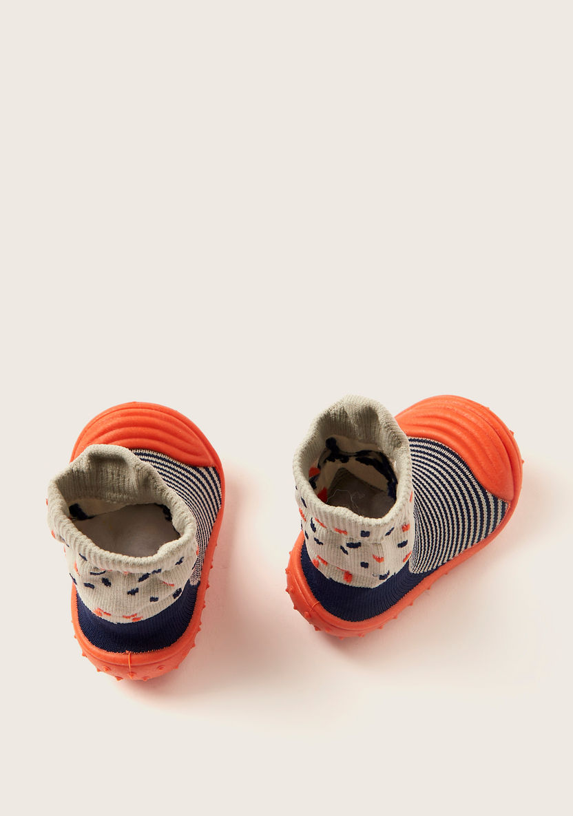 Juniors Striped Booties with Cat Print-Booties-image-0