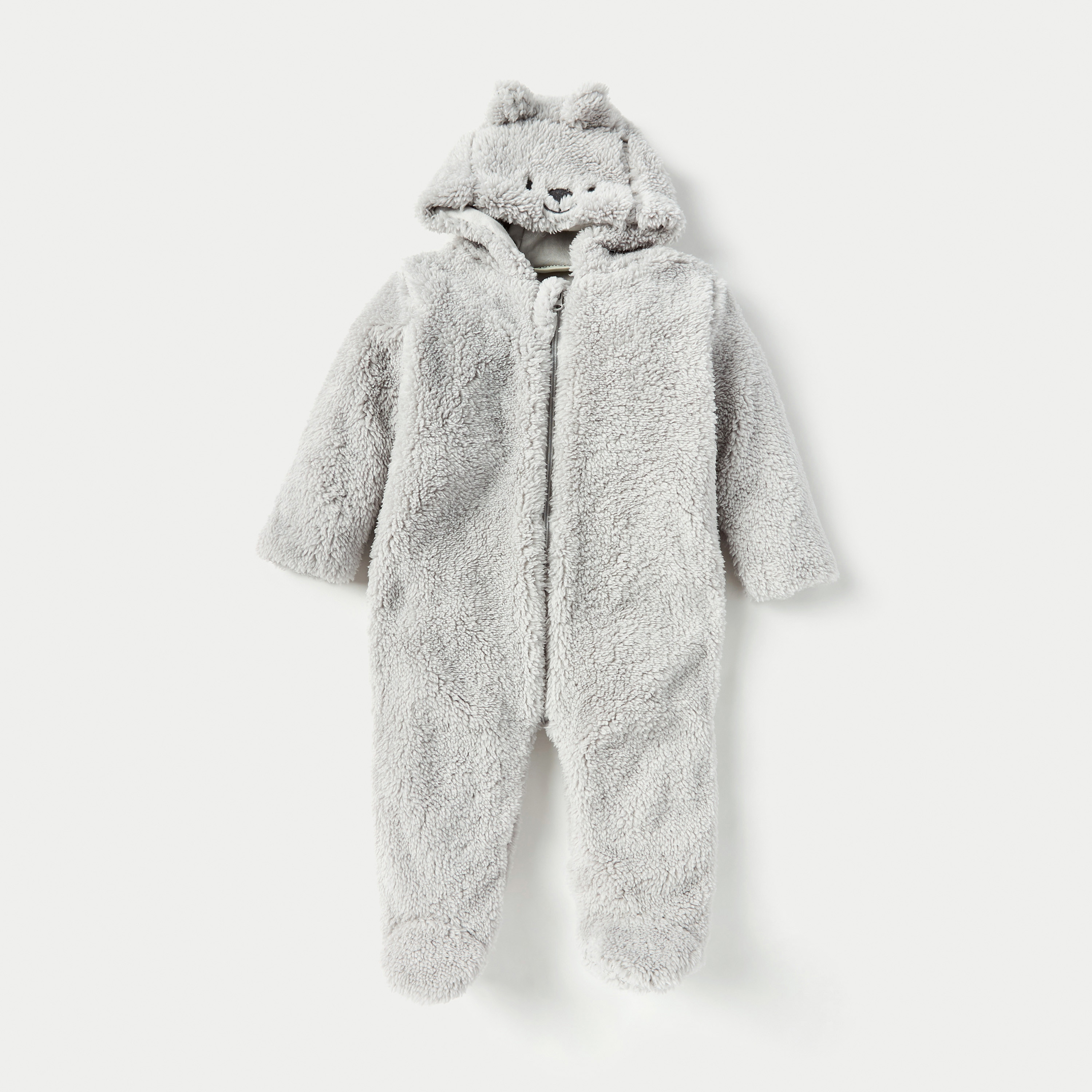 Juniors Bear Ear Applique Hooded Closed Feet Sleepsuit with Long Sleeves-baby-girls-clothing-nightwear-sleepsuits-image-1