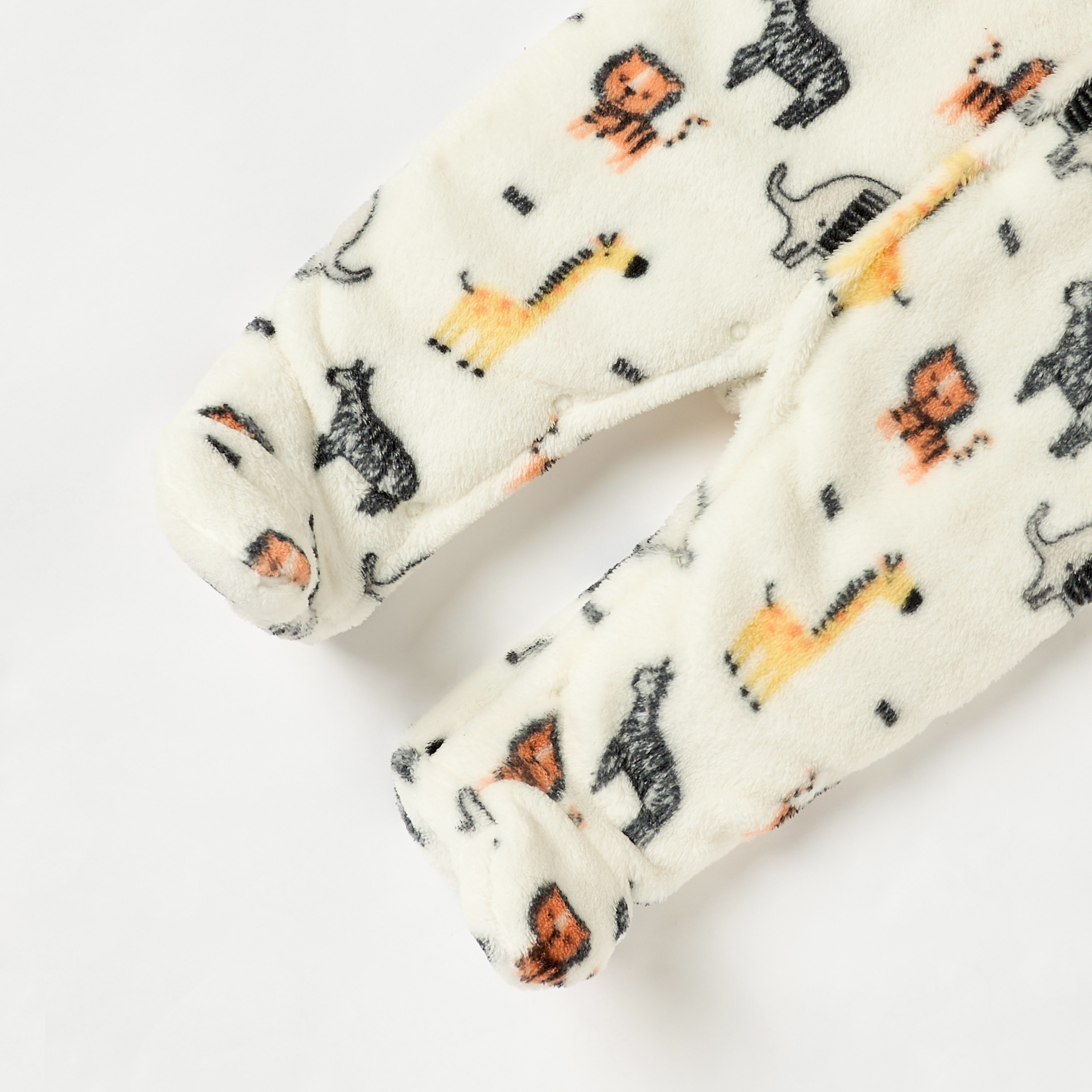 Juniors Safari Print Hooded Padded Closed Feet Sleepsuit with Long Sleeves-baby-boys-clothing-nightwear-sleepsuits-image-4