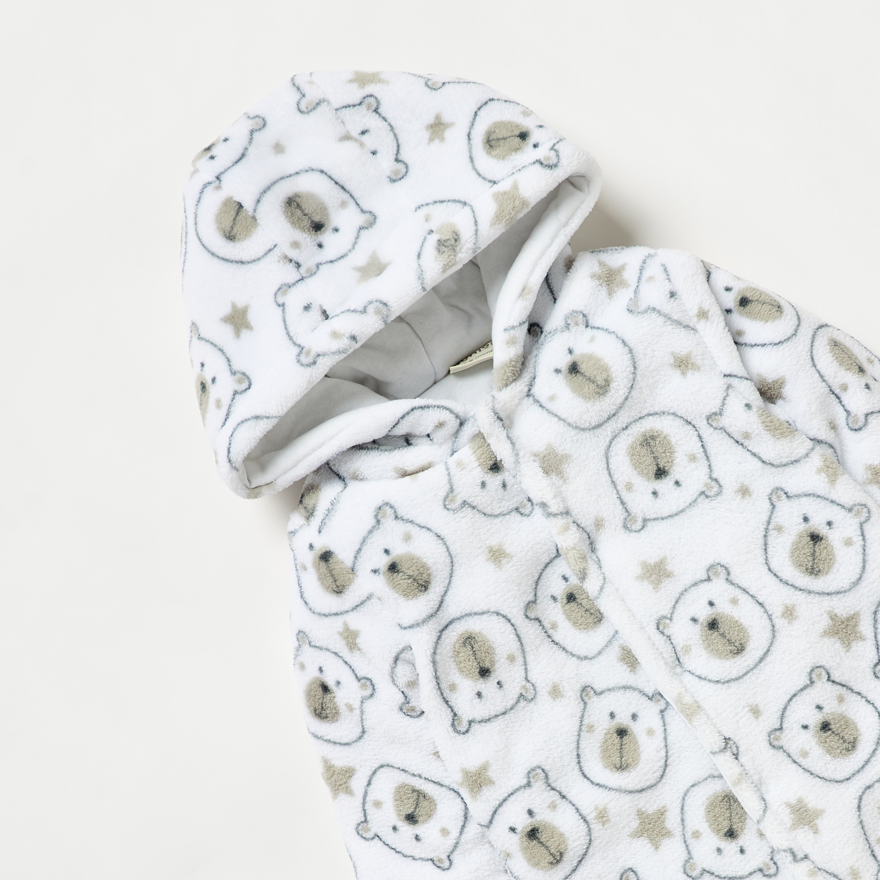 Juniors All-Over Bear Print Hooded Closed Feet Sleepsuit with Long Sleeves-baby-boys-clothing-nightwear-sleepsuits-image-3