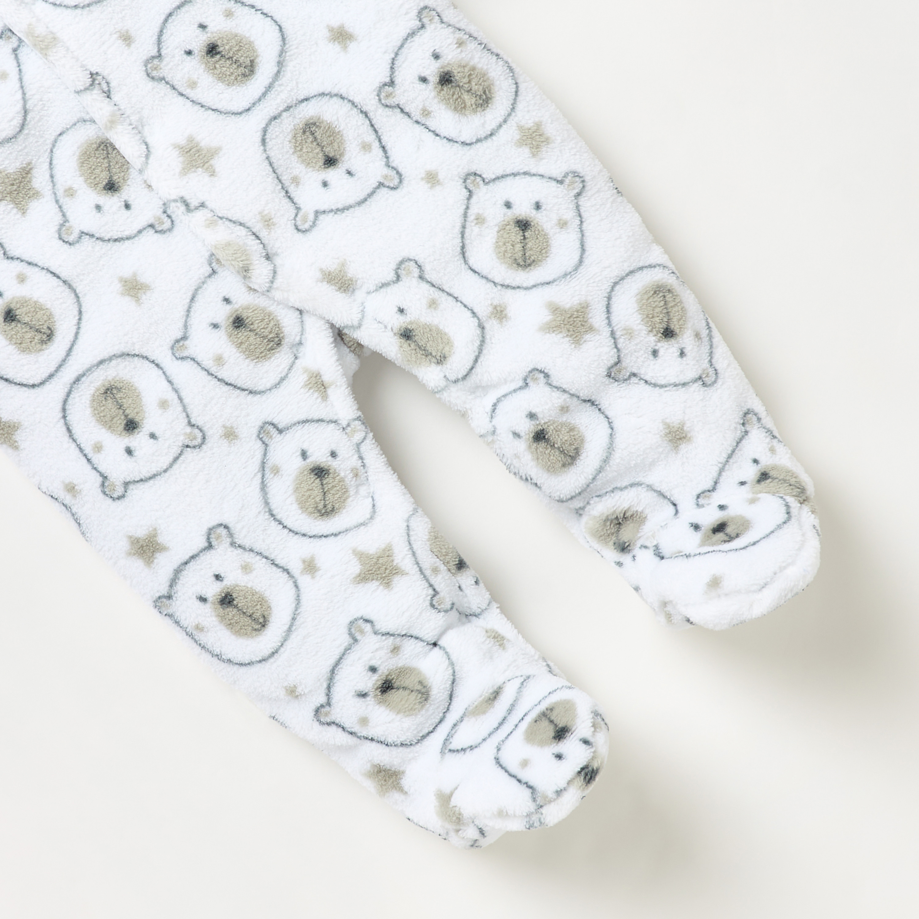 Juniors All-Over Bear Print Hooded Closed Feet Sleepsuit with Long Sleeves-baby-boys-clothing-nightwear-sleepsuits-image-4
