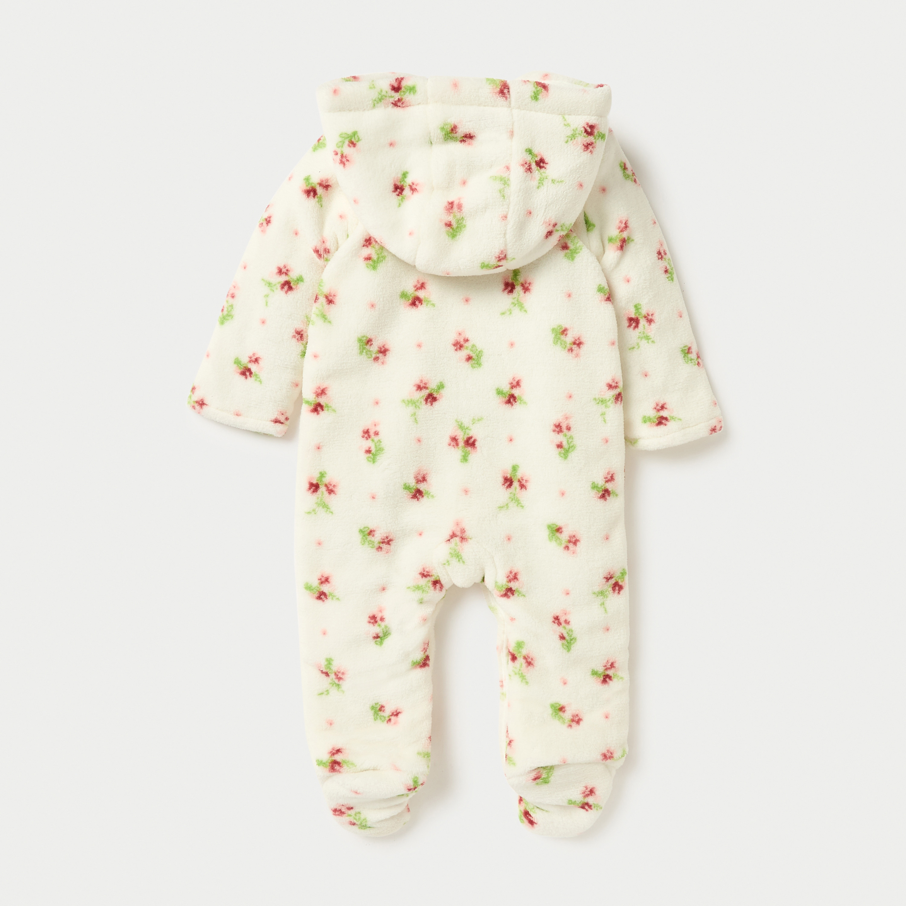 Juniors Floral Print Hooded Padded Closed Feet Sleepsuit with Long Sleeves-baby-girls-clothing-nightwear-sleepsuits-image-2